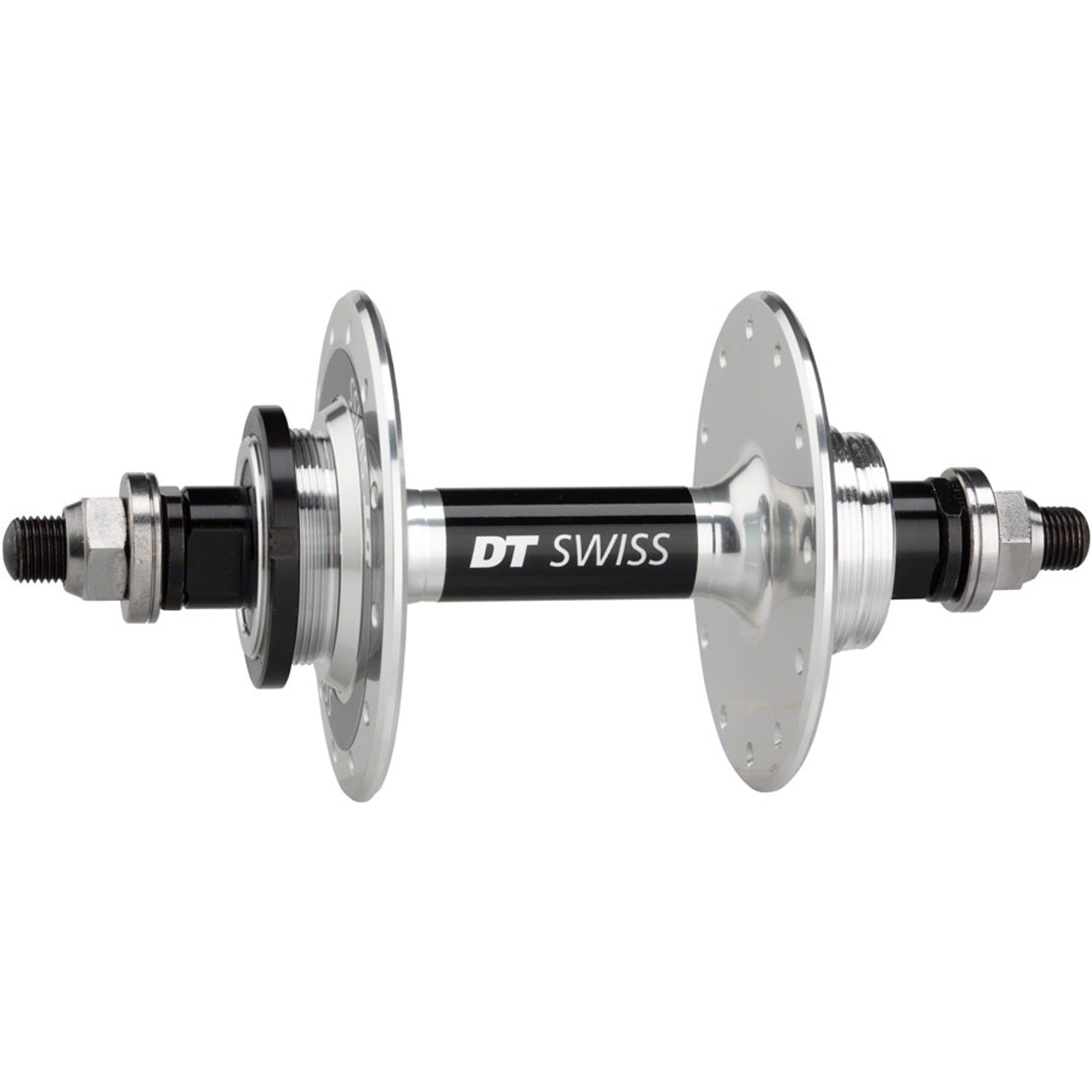 DT Swiss 370 Track Rear Hub - 10 x 1 Threaded x 120mm, Rim Brake, Threaded, Polished, 24H