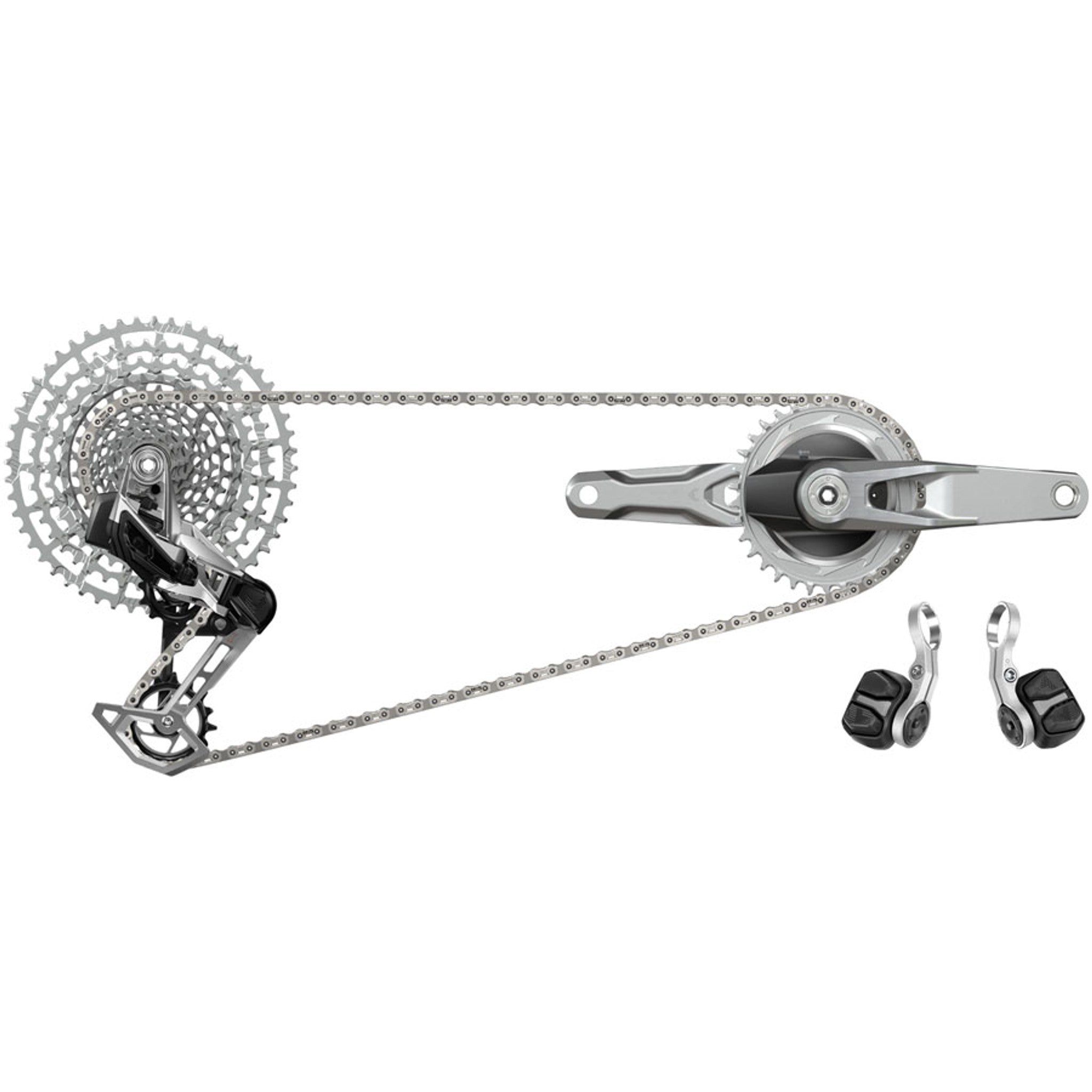 SRAM 1987 Eagle Transmission Power Meter Groupset - 170mm, 32 and 34t Chainrings, POD Controllers, 10-52t Cassette, Rear Derailleur, Chain