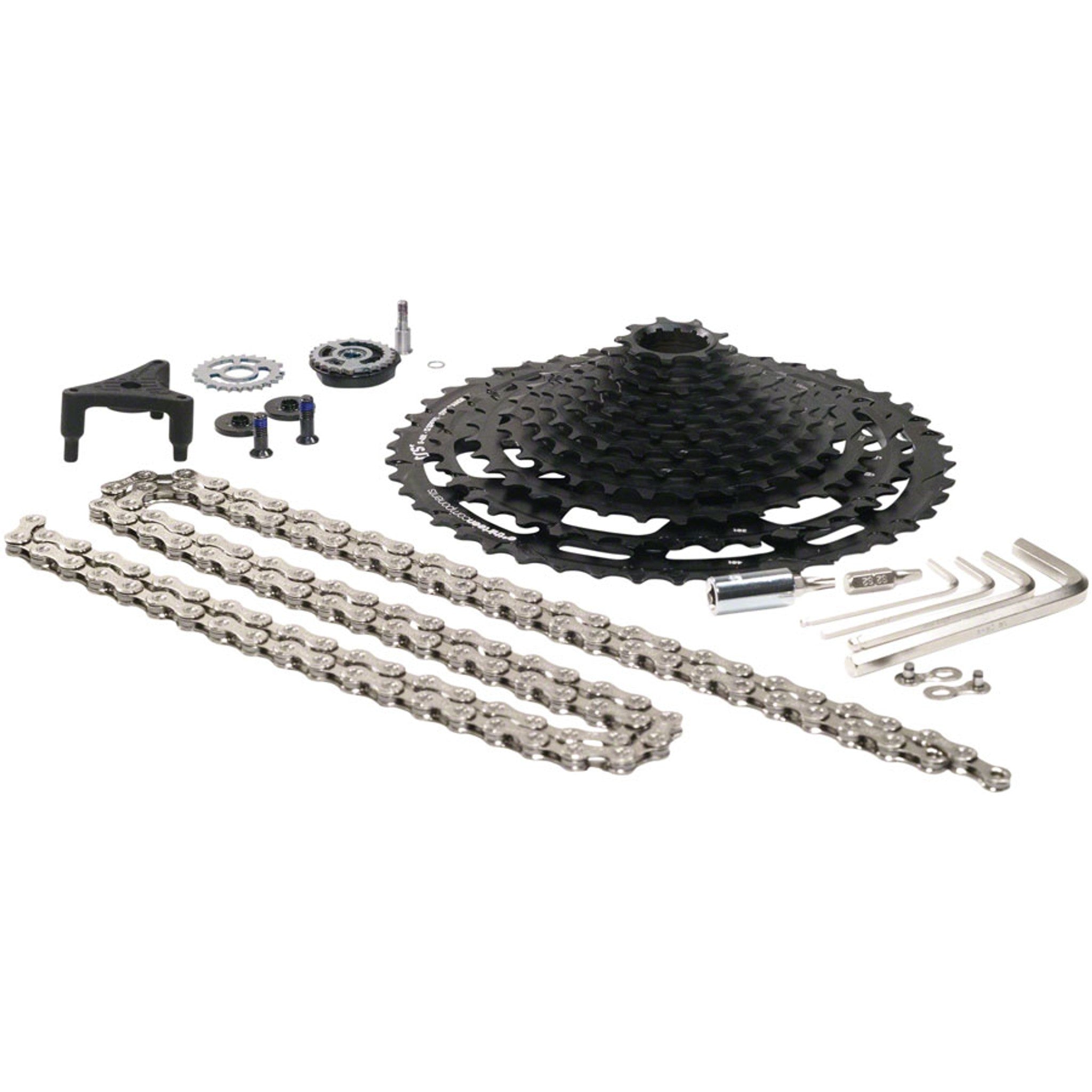 TRS Plus Cassette Upgrade Kit with Cassette, Chain, Shifter and Derailleur Conversion Kit - 12 Speed, 9-46t, Black
