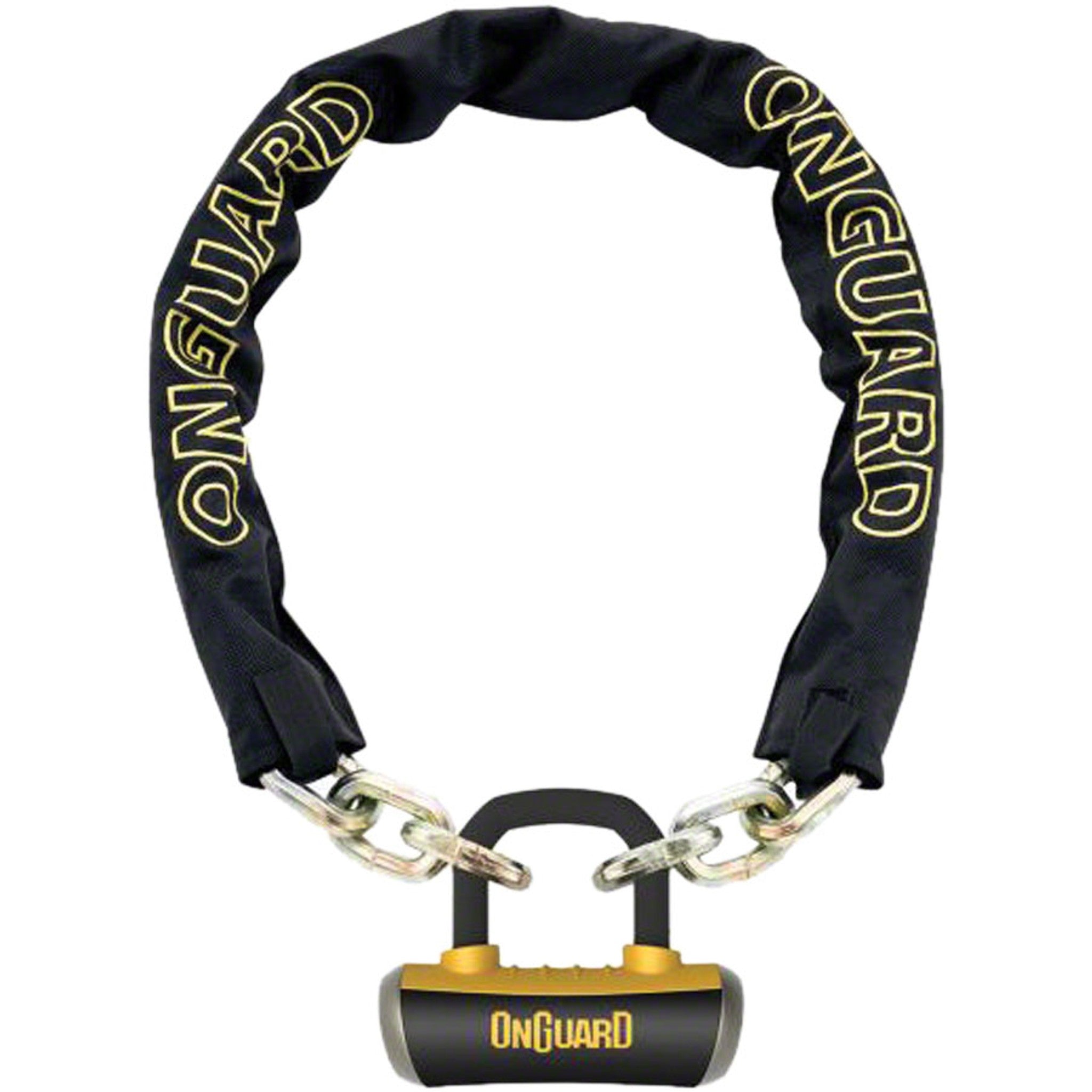 OnGuard Mastiff Chain Lock with Keys: 3.7' x 10mm, Black/Yellow