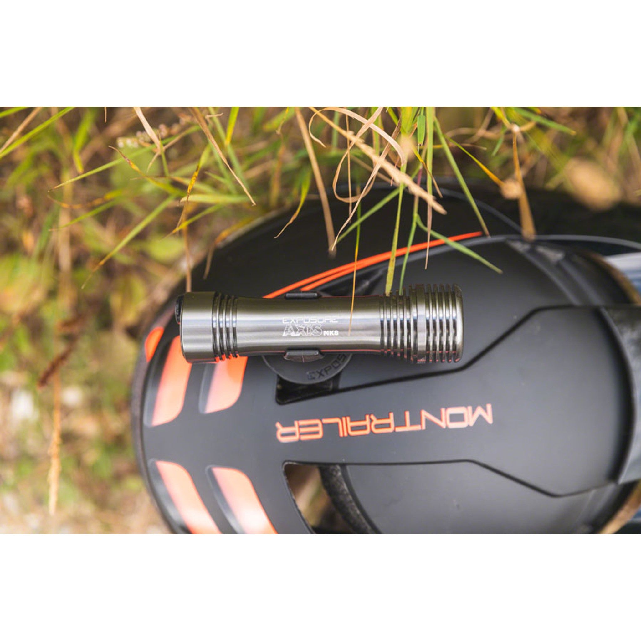 Exposure Axis Mk9 Headlight - 1300 Lumens, With Helmet And Handlebar Mount, TAP Technology, Gun Metal Black
