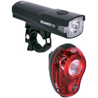 Beamer 700/Rojo 100 Headlight/Taillight Set - 700/100 Lumen, USB Rechargable, Black