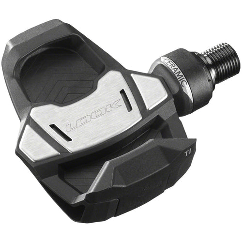 LOOK KEO Blade Carbon Ceramic Ti Pedals - Single Sided Clipless, Titanium, 9/16", Black. 53mm QF, 16Nm