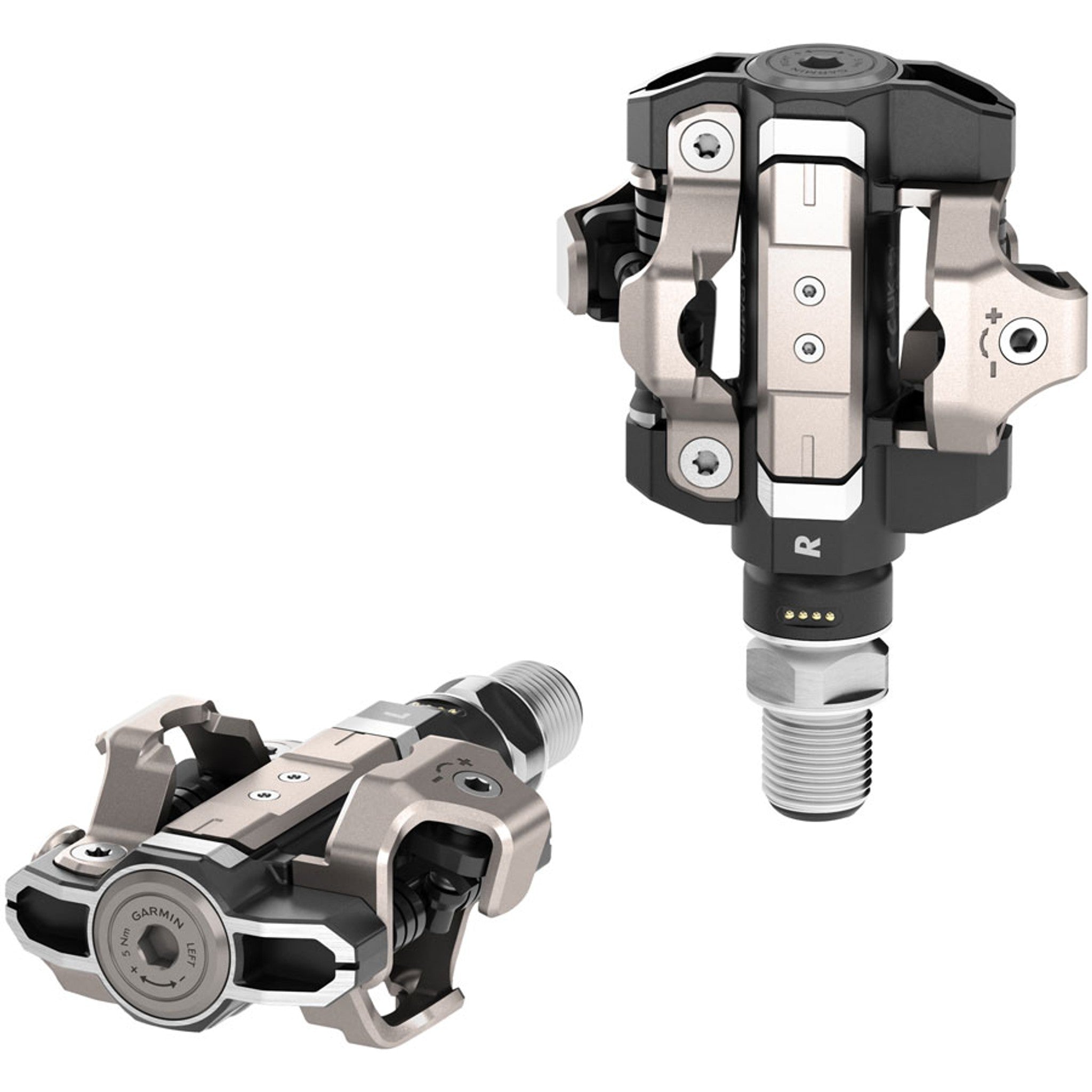 Rally RS/XC210 Power Meter Pedals Bundle - Clipless, Composite/Alloy, 9/16", Black, Pair, Dual-Sensing, Shimano SPD-SL/SPD