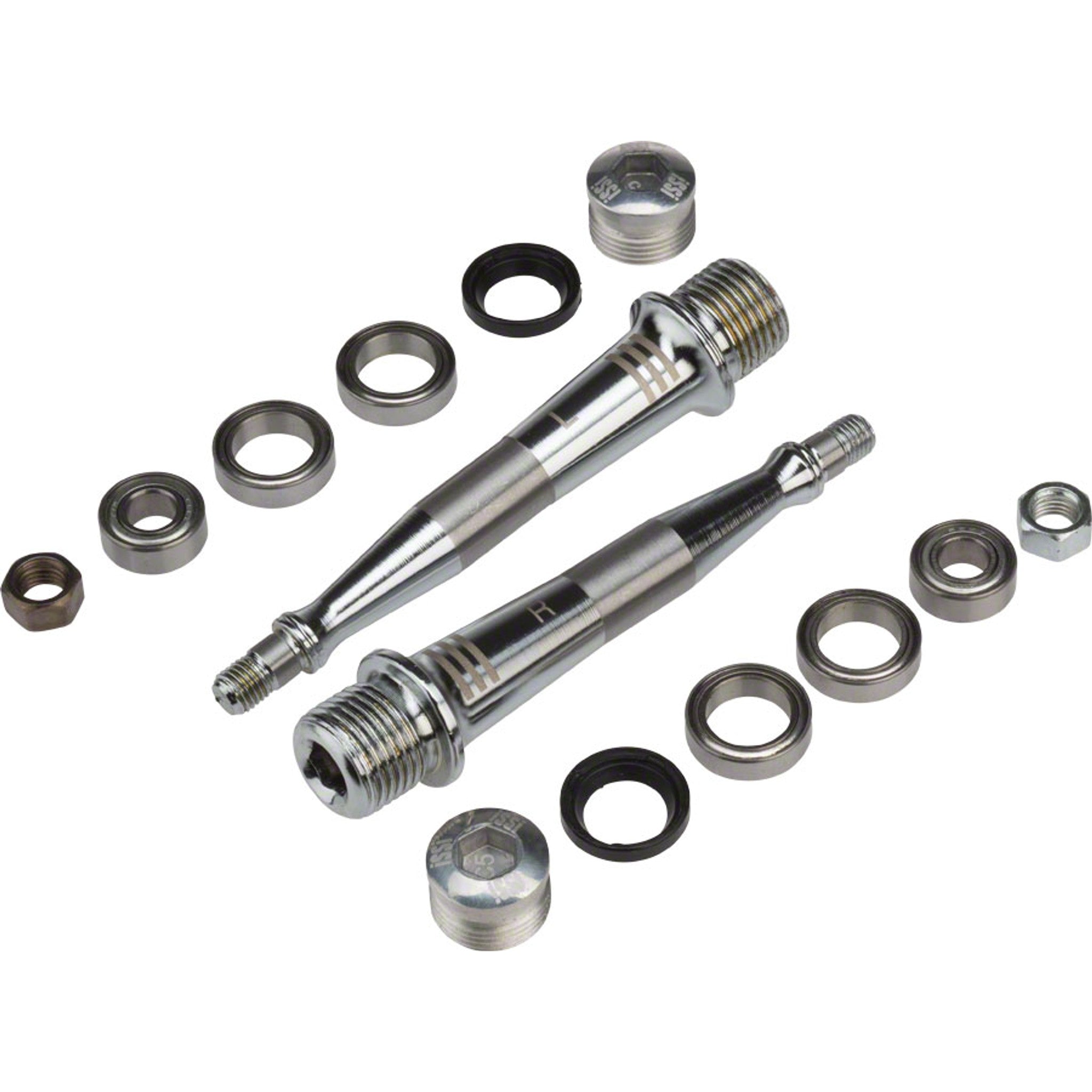 iSSi Triple Bearing Spindle Rebuild Kit: Standard Length (52.5mm), Silver