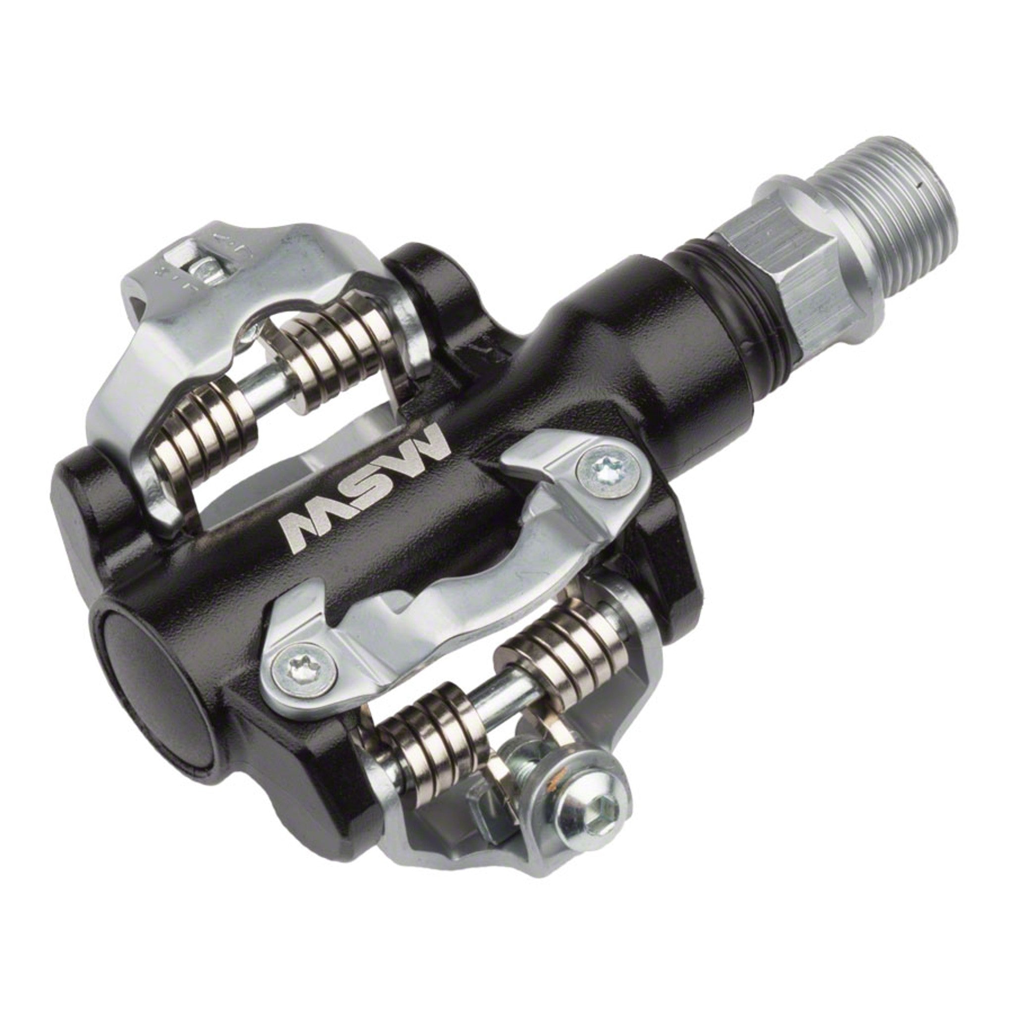 MSW MP-100 Pedals - Dual Sided Clipless, Aluminum, 9/16", Black/Silver