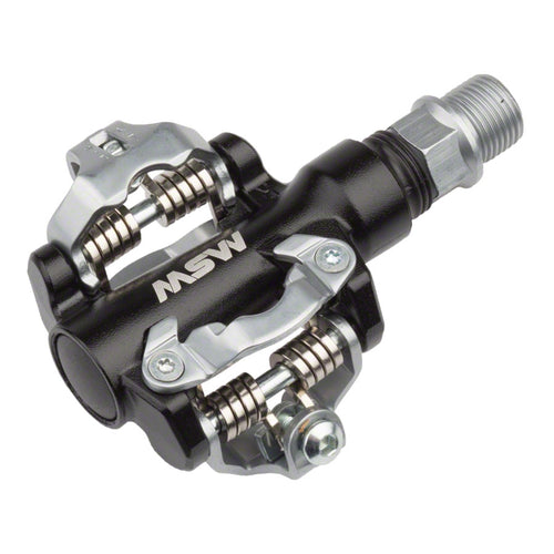 MSW MP-100 Pedals - Dual Sided Clipless, Aluminum, 9/16", Black/Silver