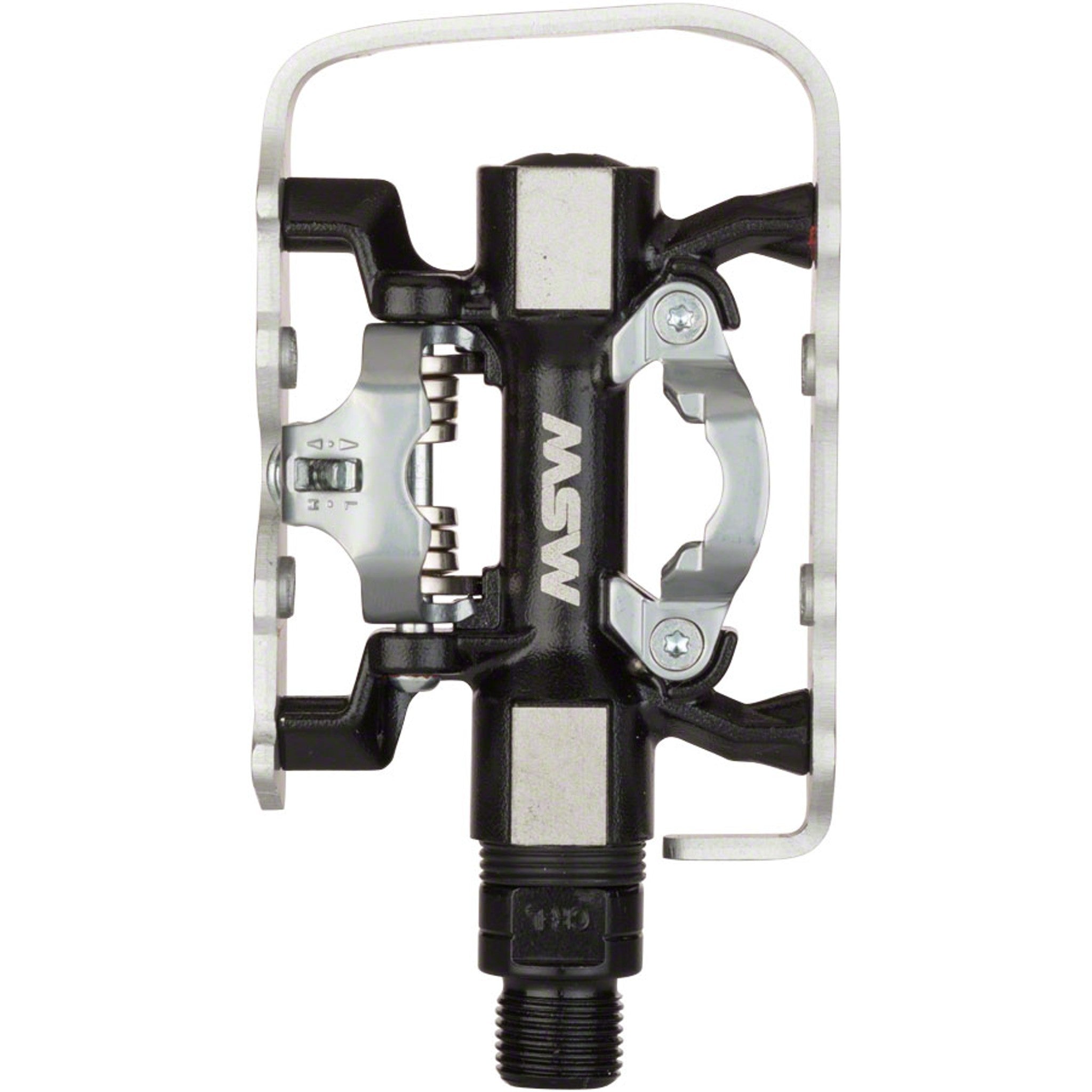 MSW CP-200 Pedals - Single Side Clipless with Platform , Aluminum , 9/16", Black/Silver