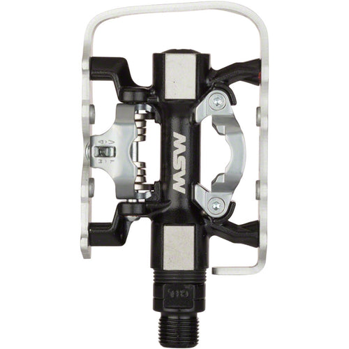 MSW CP-200 Pedals - Single Side Clipless with Platform , Aluminum , 9/16", Black/Silver