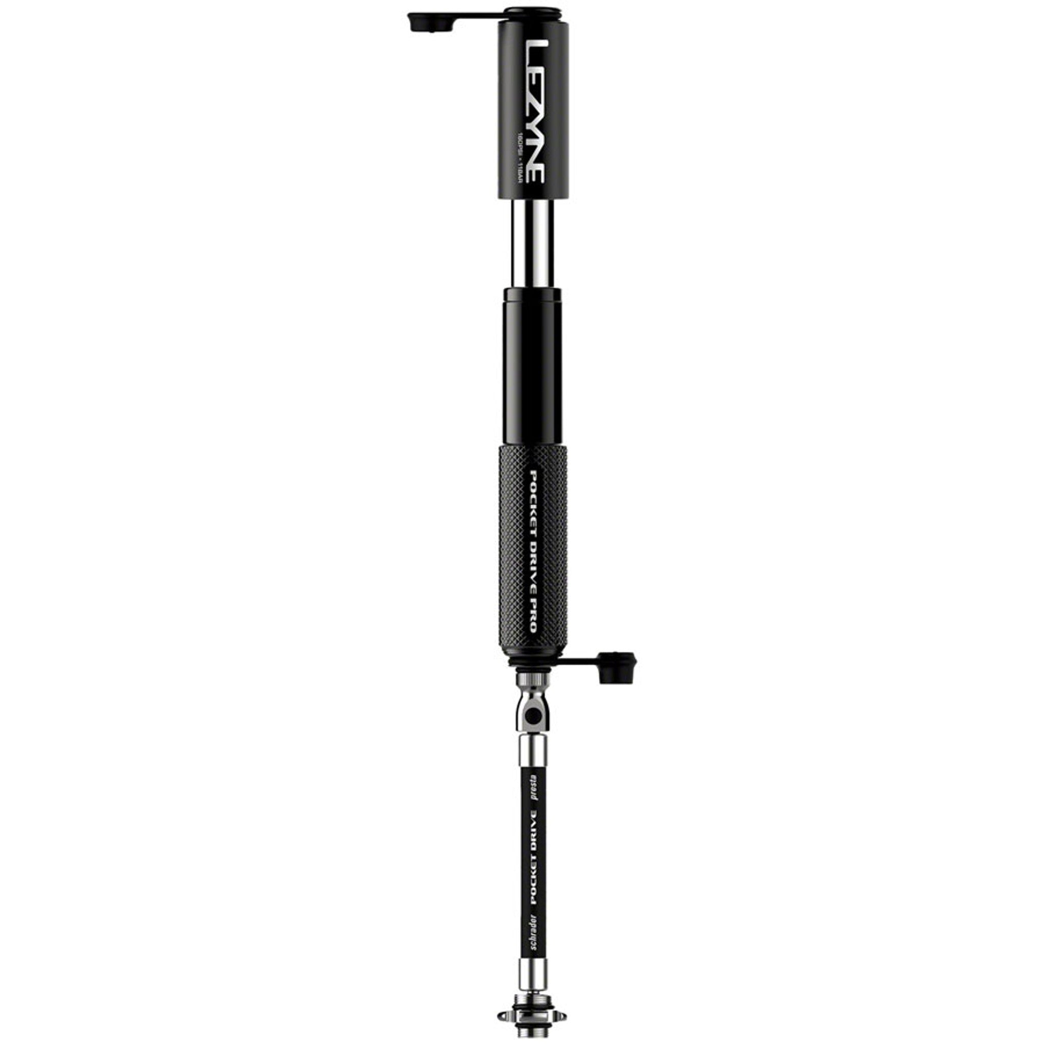 Pocket Drive Pro Mini Pump - Aluminium, 160psi, Presta/Schrader, With Mount, Black