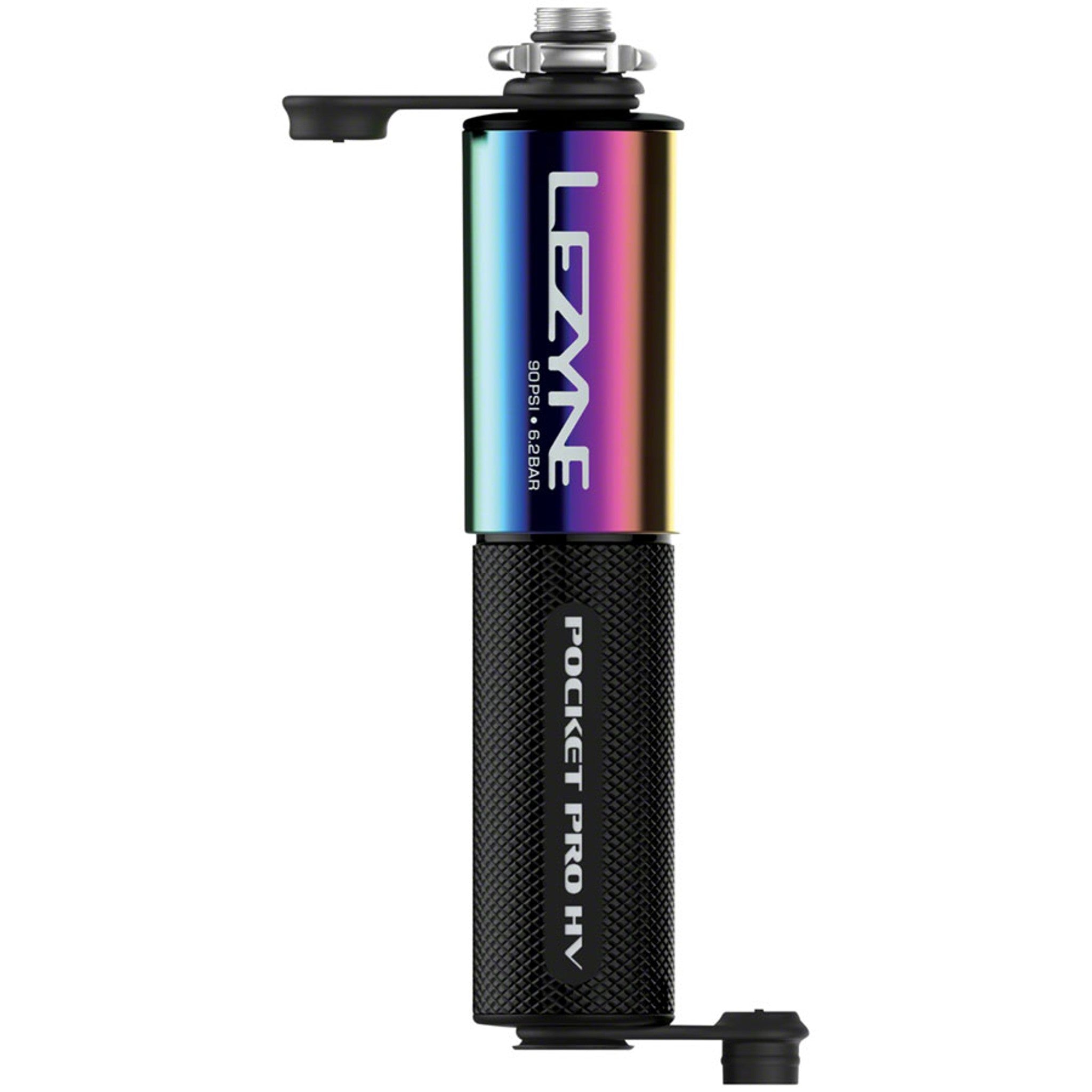 Lezyne Pocket Drive Pro HV Mini Pump - Aluminium, 90psi,  Presta/Schrader, With Mount, Neo/Black