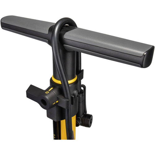 JoeBlow Sport 2Stage Floor Pump - 160psi / 11bar 3" Gauge, 2-Stage Switch and Pressure Gauge, TwinHead DX5, Yellow/Black
