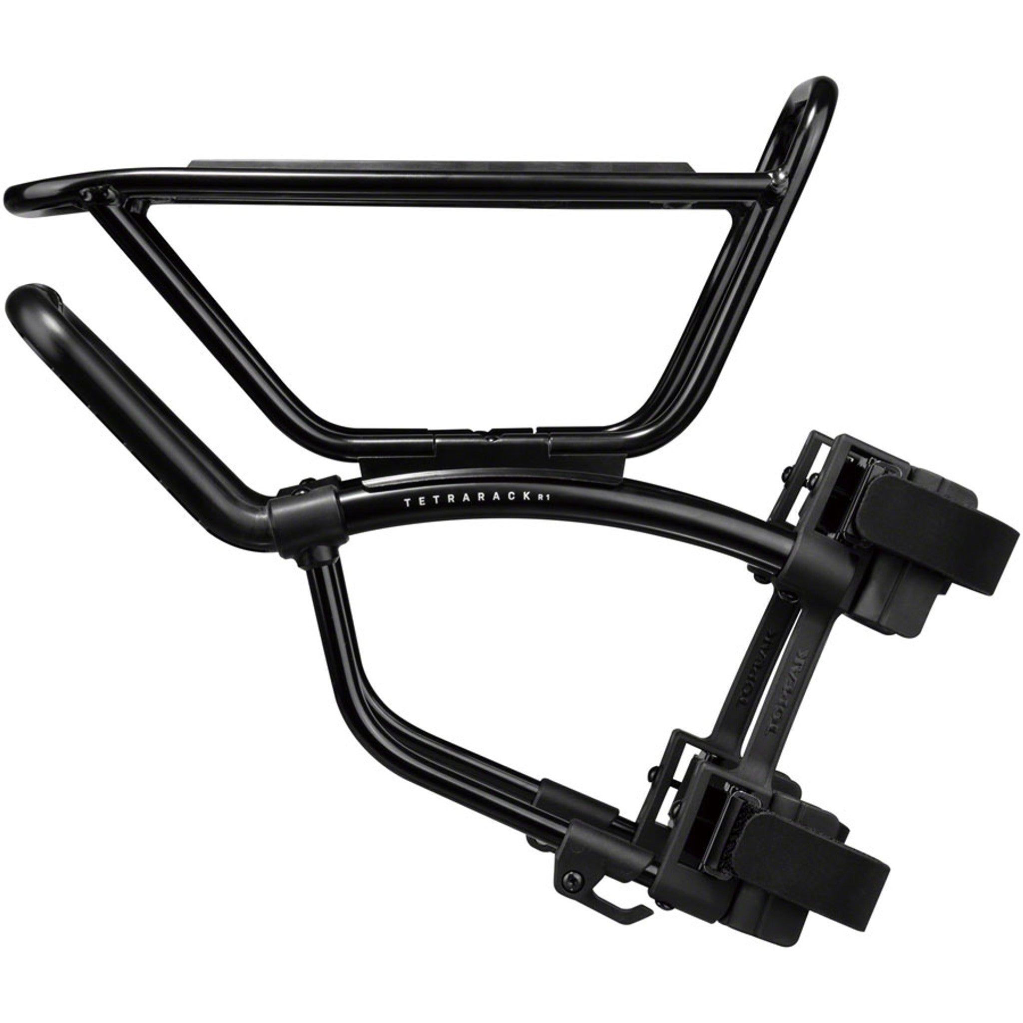 TetraRack R1 Front Rack for Gravel/Road - Fork Blade Strap Mount,  QuickTrack Compatible, Black