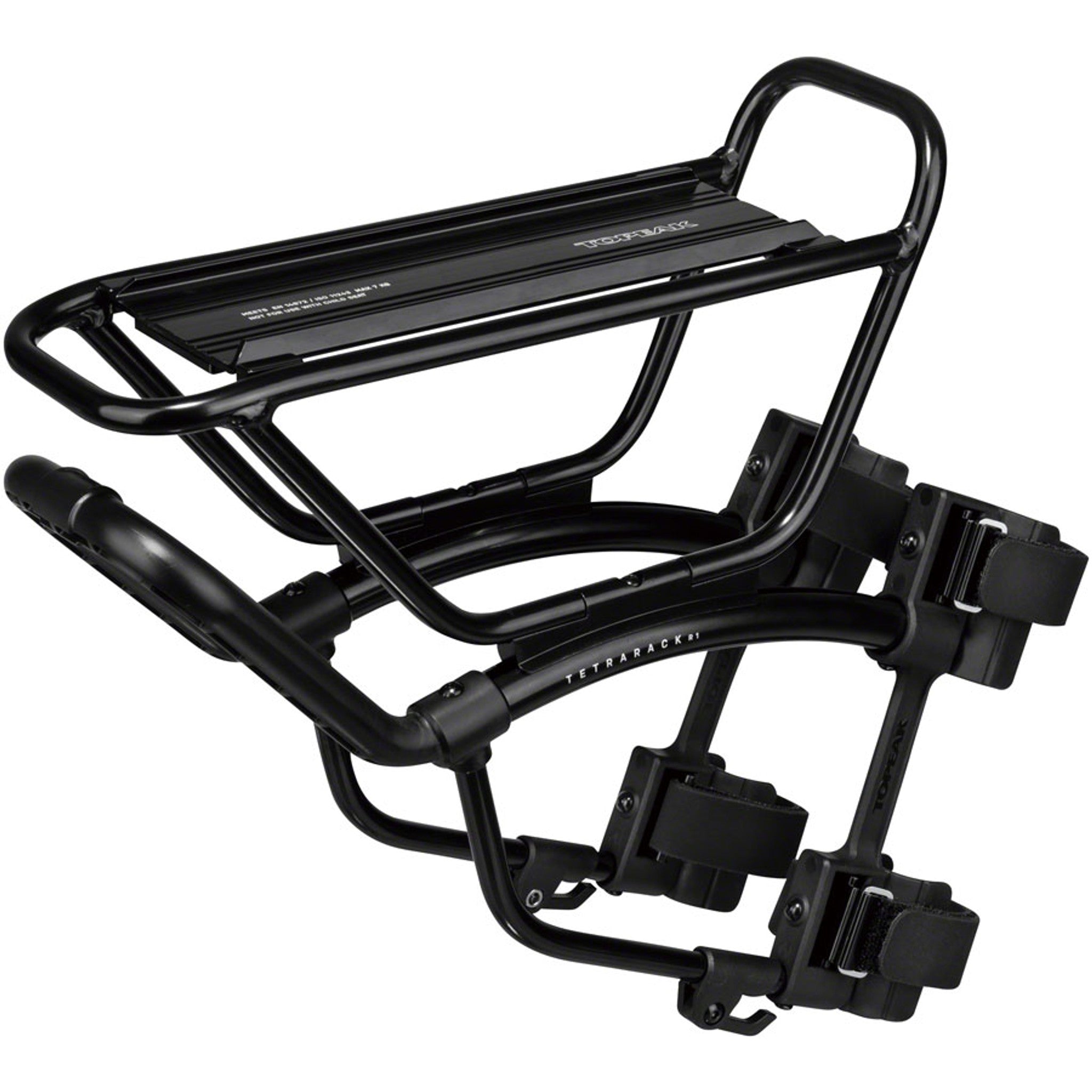 TetraRack R1 Front Rack for Gravel/Road - Fork Blade Strap Mount,  QuickTrack Compatible, Black