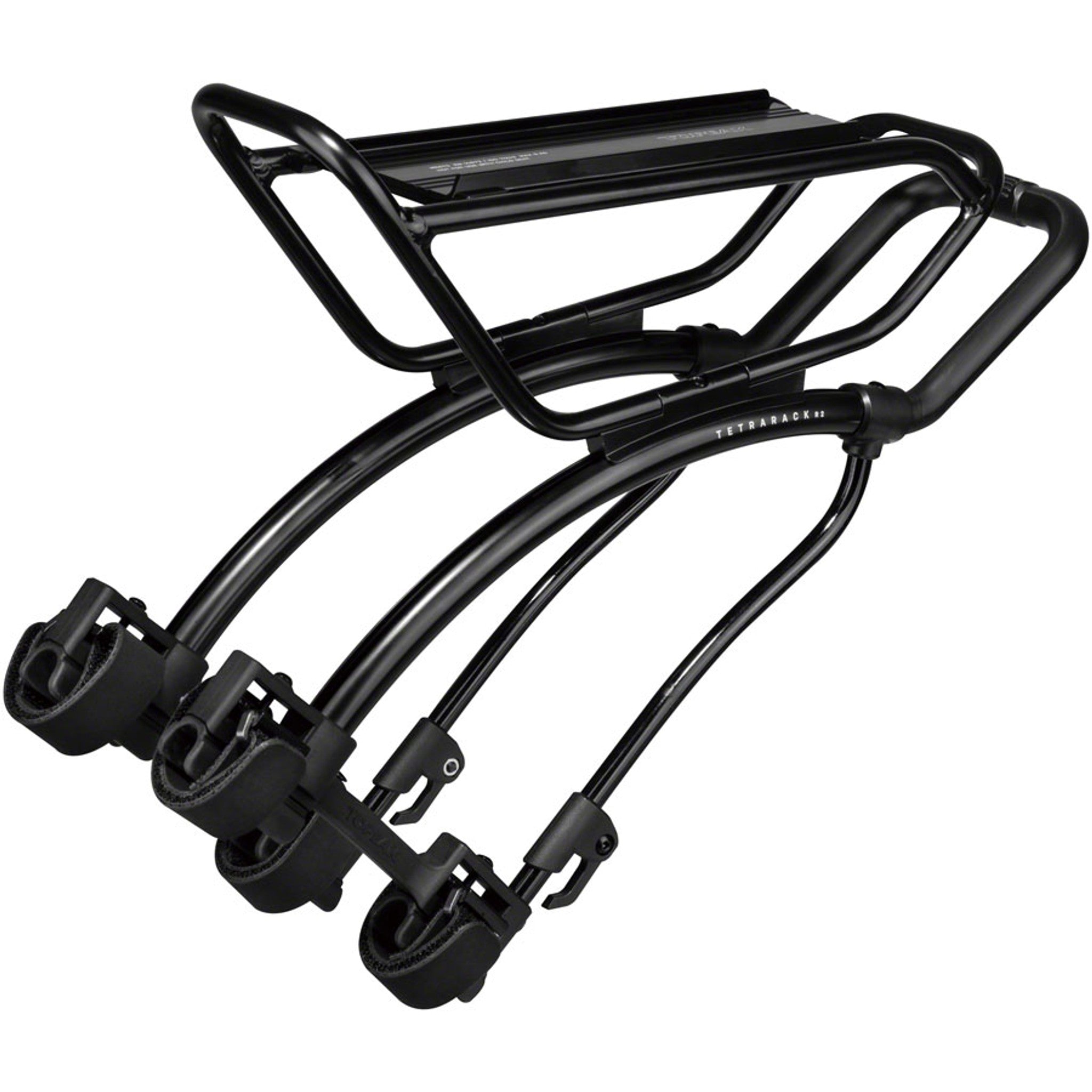 TetraRack R2 Rear Rack for Gravel/Road- Seatstay Strap Mount, QuickTrack Compatible, Black