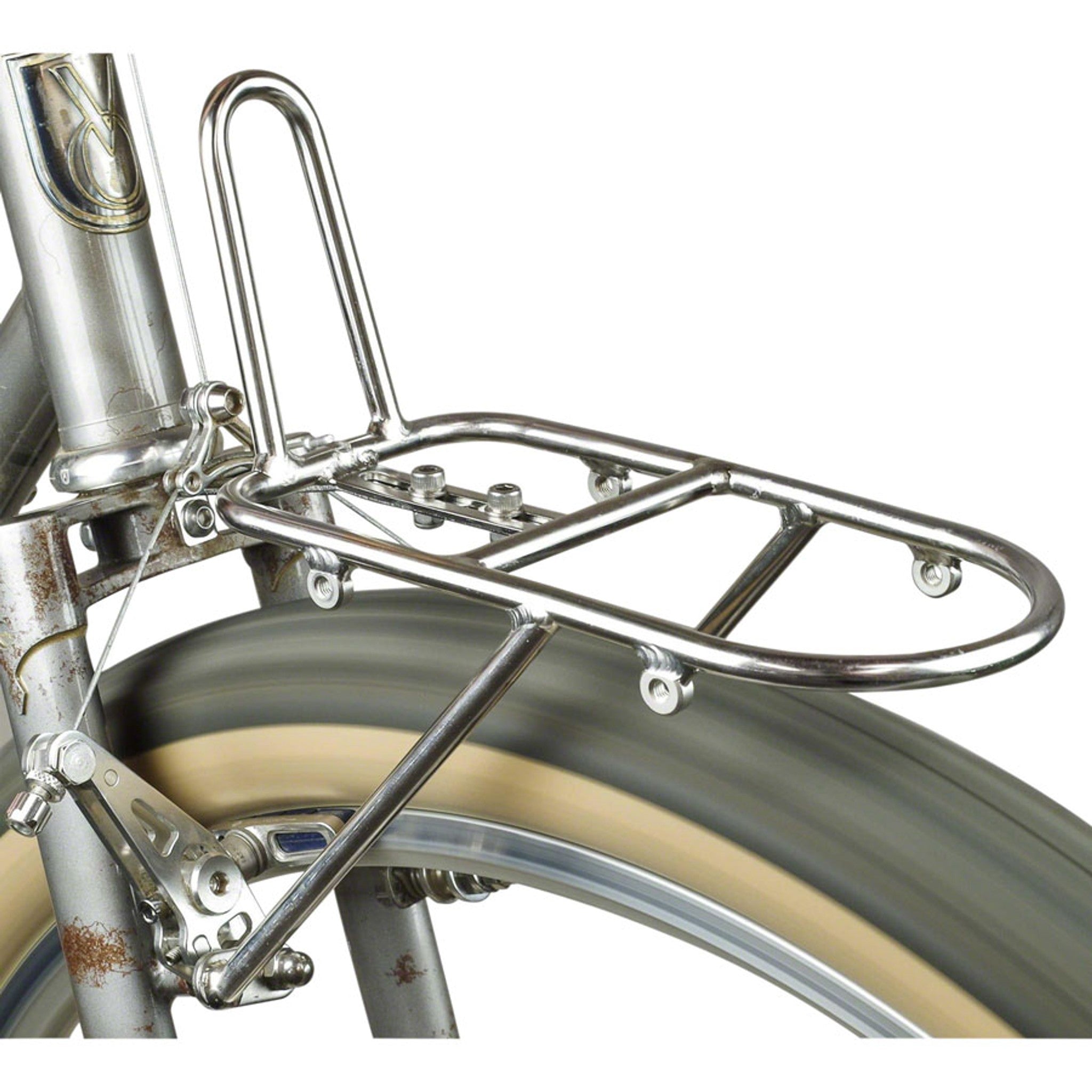 Randonneur Front Canti Rack: Polished Stainless Steel