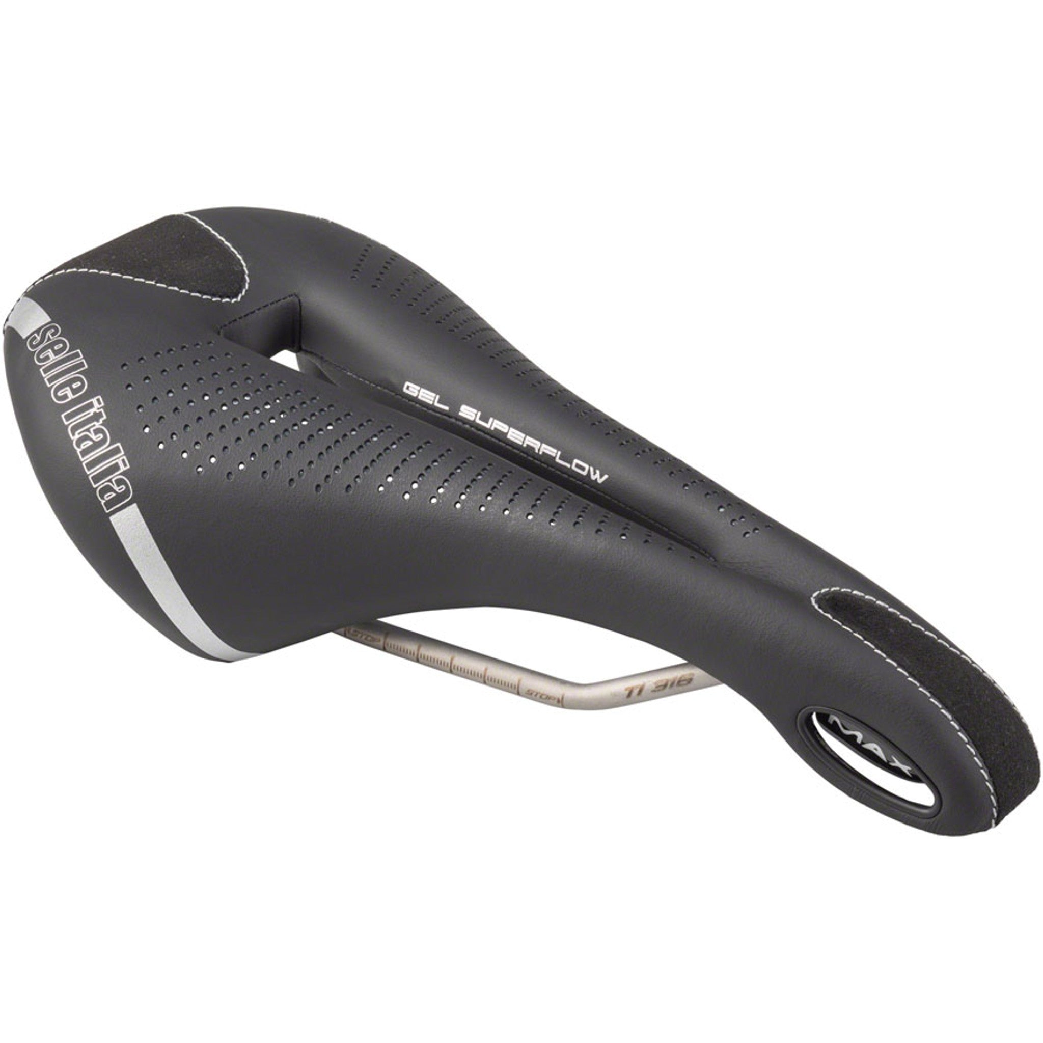 Selle Italia Max Flite Gel Superflow Saddle - Titanium, Black, L3