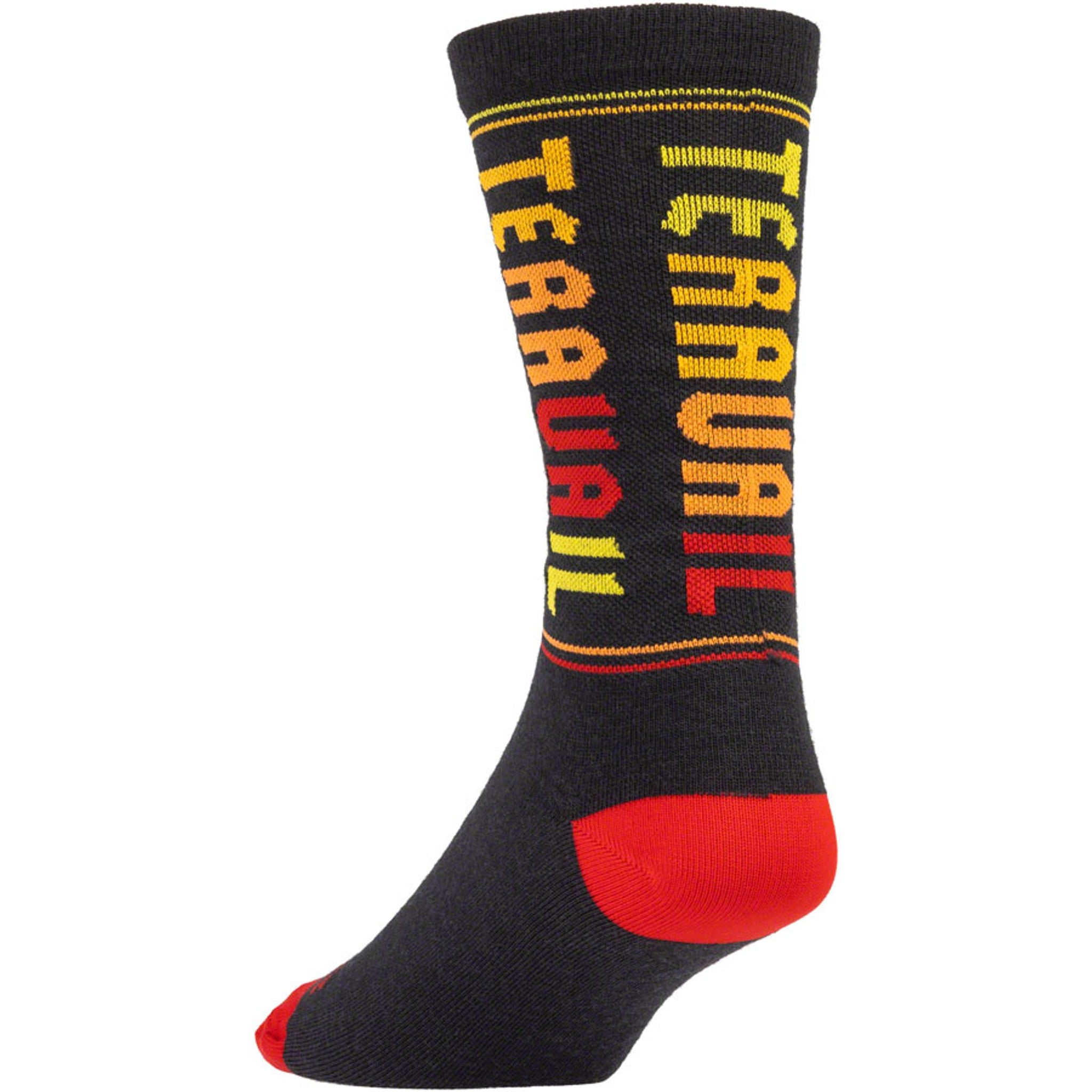 Scroll Wool Sock - Black/Red/Orange/Yellow, Small/Medium
