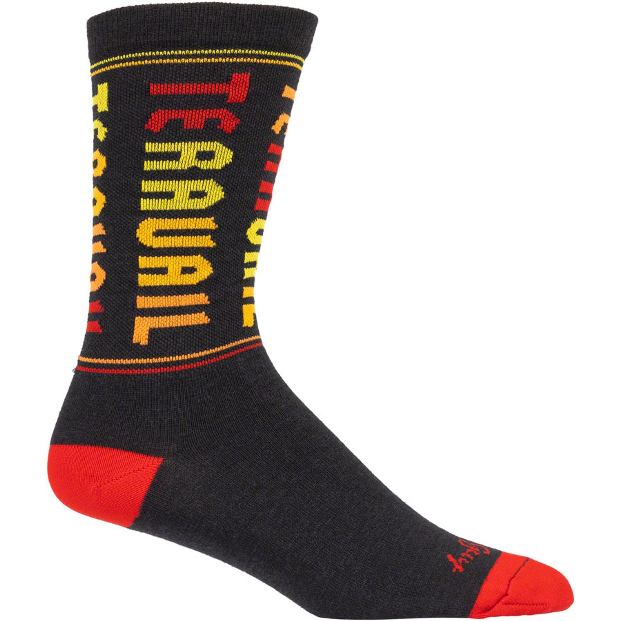 Scroll Wool Sock - Black/Red/Orange/Yellow, Small/Medium