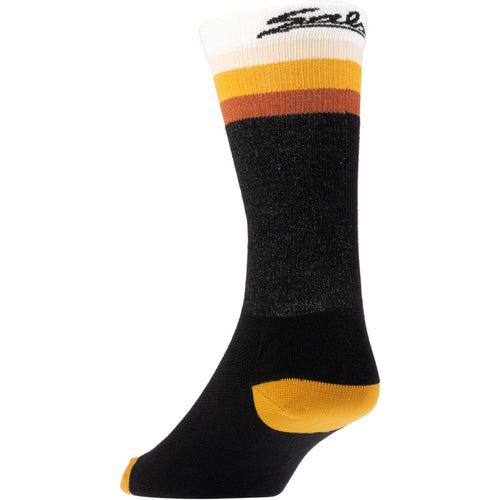 Latitude Sock - 8", Black, White/Stripes, Small/ Medium