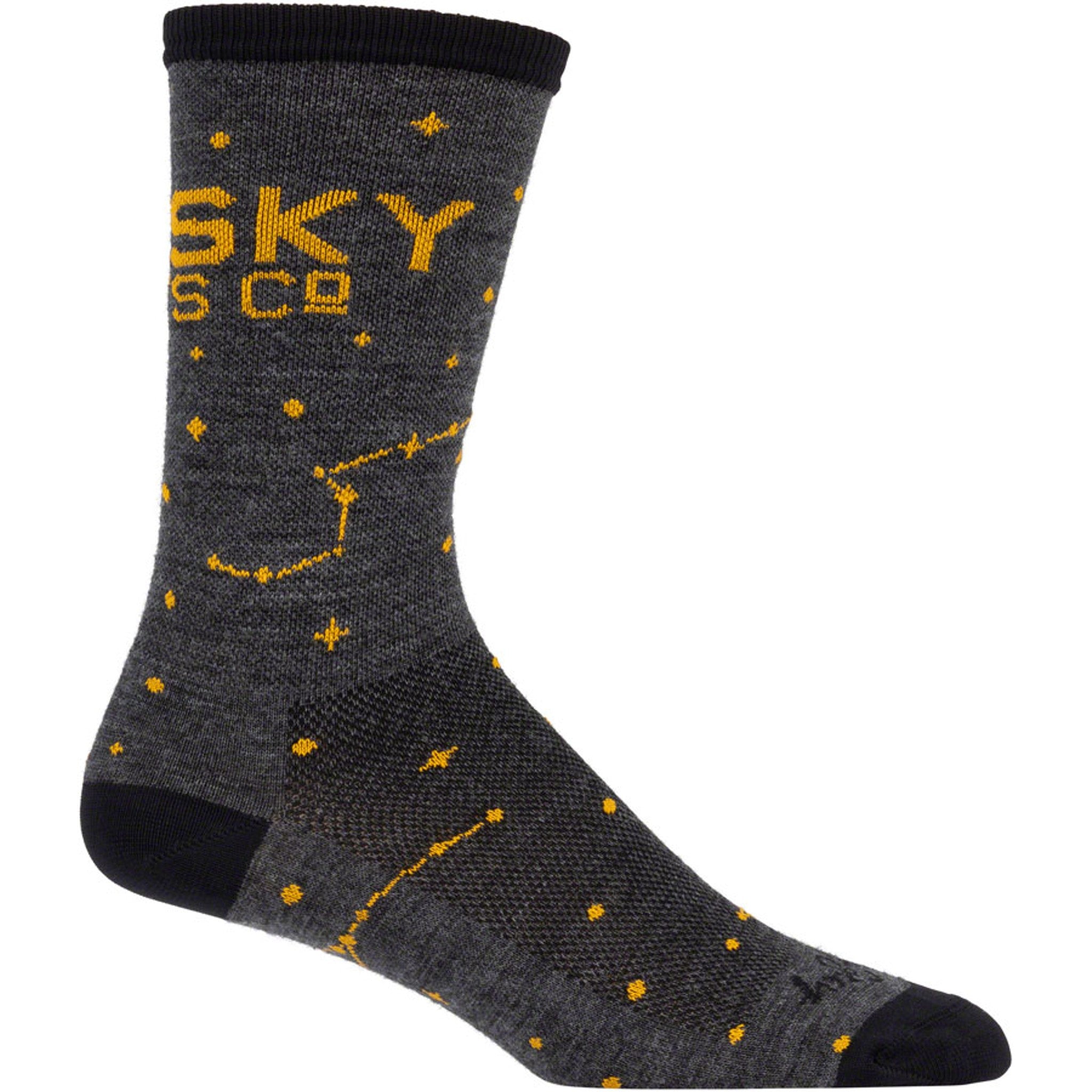 Whisky Stargazer Wool Sock - Charcoal, Yellow, Small/Medium