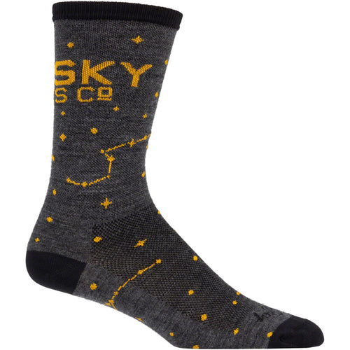 Whisky Stargazer Wool Sock - Charcoal, Yellow, Small/Medium