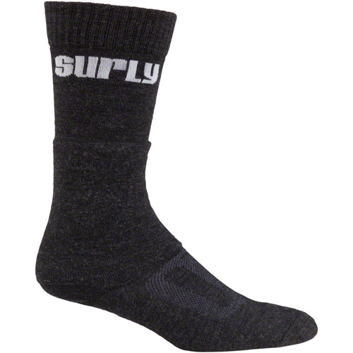 Surly Tall Logo Wool Socks - 8", Black, Small