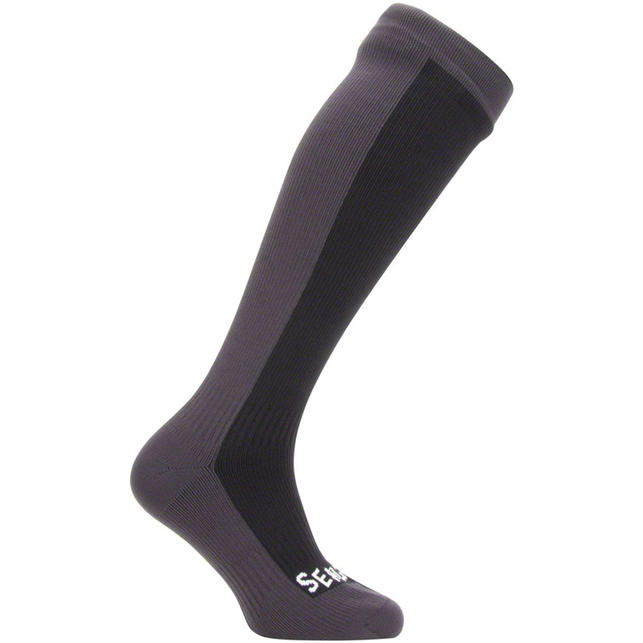 Waterproof Cold Weather Knee Length Socks - 10", Black/Gray, Small