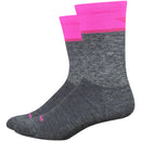 Wooleator Comp Team DeFeet Socks - 6 inch, Gravel Gray/Hi-Vis Pink, X-Large