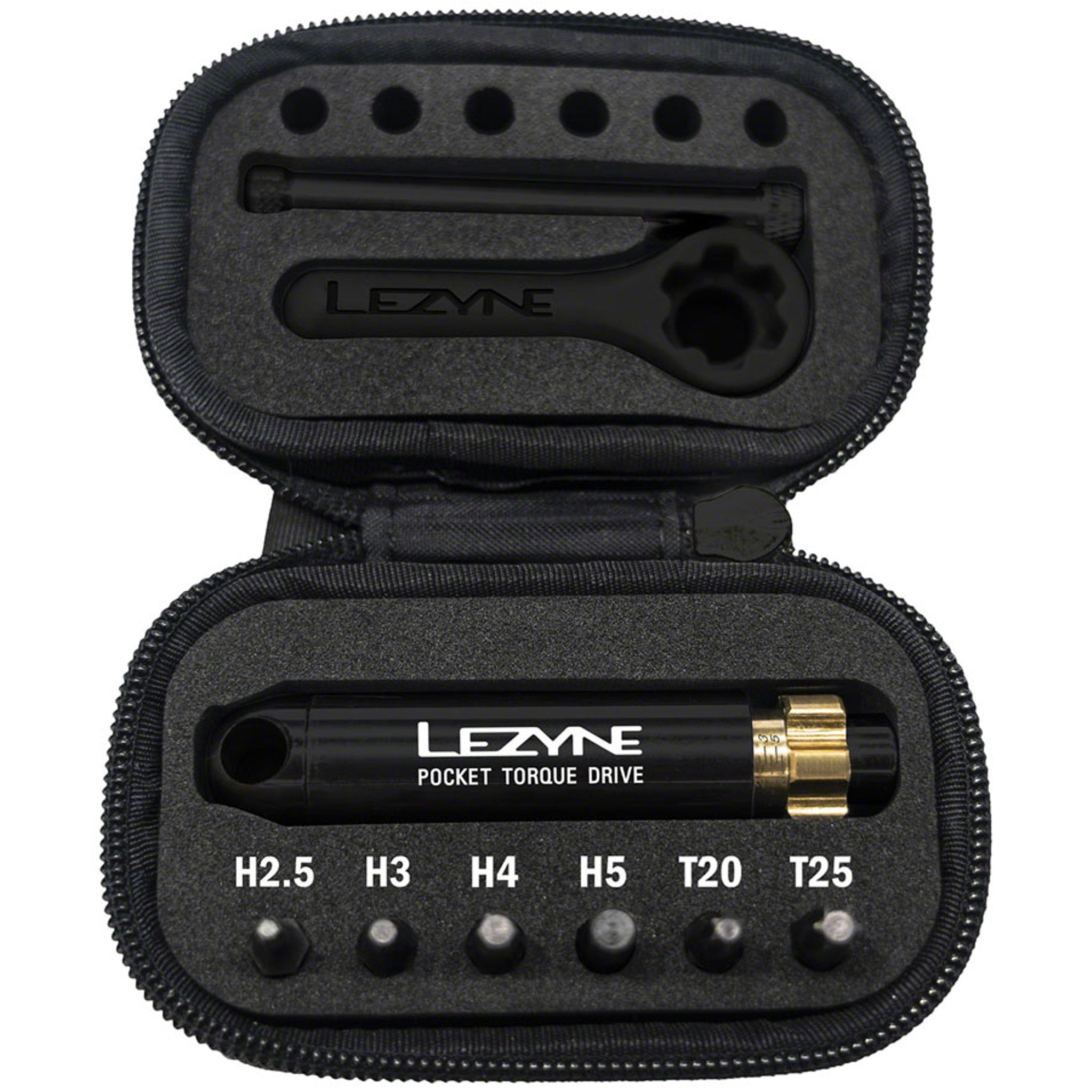 Lezyne Pocket Torque Drive Torque Wrench - 2-6 Nm, 2.5, 3, 4, 5MM, T20, AND T25 BITS, With Storage Case, Black
