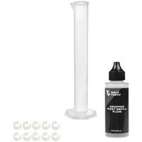 Resolve Dropper Post Service Kit - Refill Fluid 2oz, Graduated Cylinder, 10 Travel Adjustment Spacers