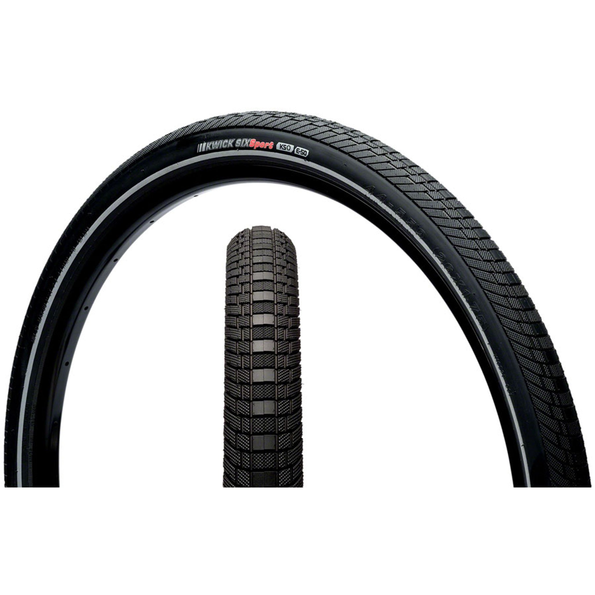 Kwick Six Tire - 26 x 1.75, Clincher, Wire, Black/Reflective, 60tpi, KS