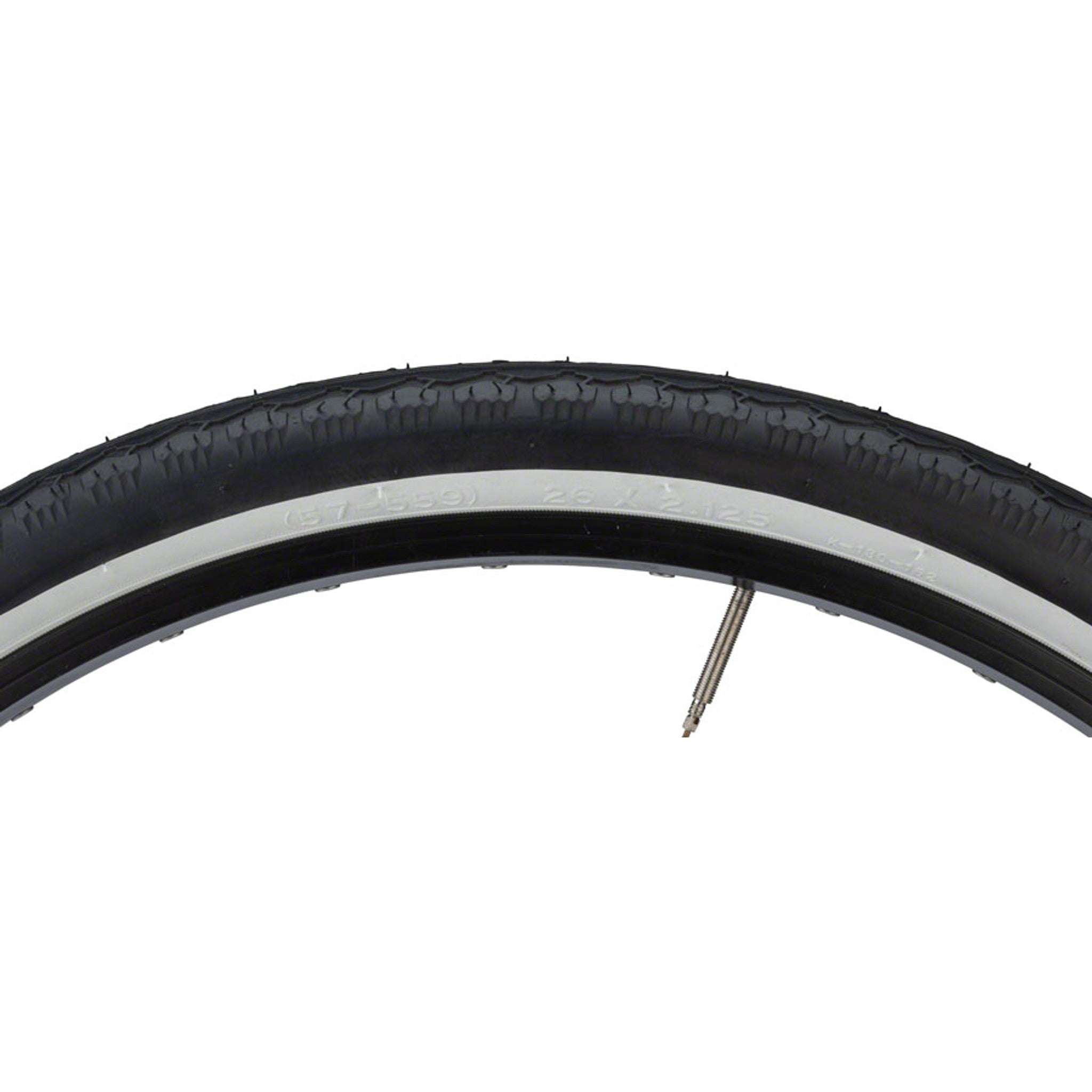 Cruiser K130 Tire - 26 x 2.125, Clincher, Wire, Black/White, 22tpi