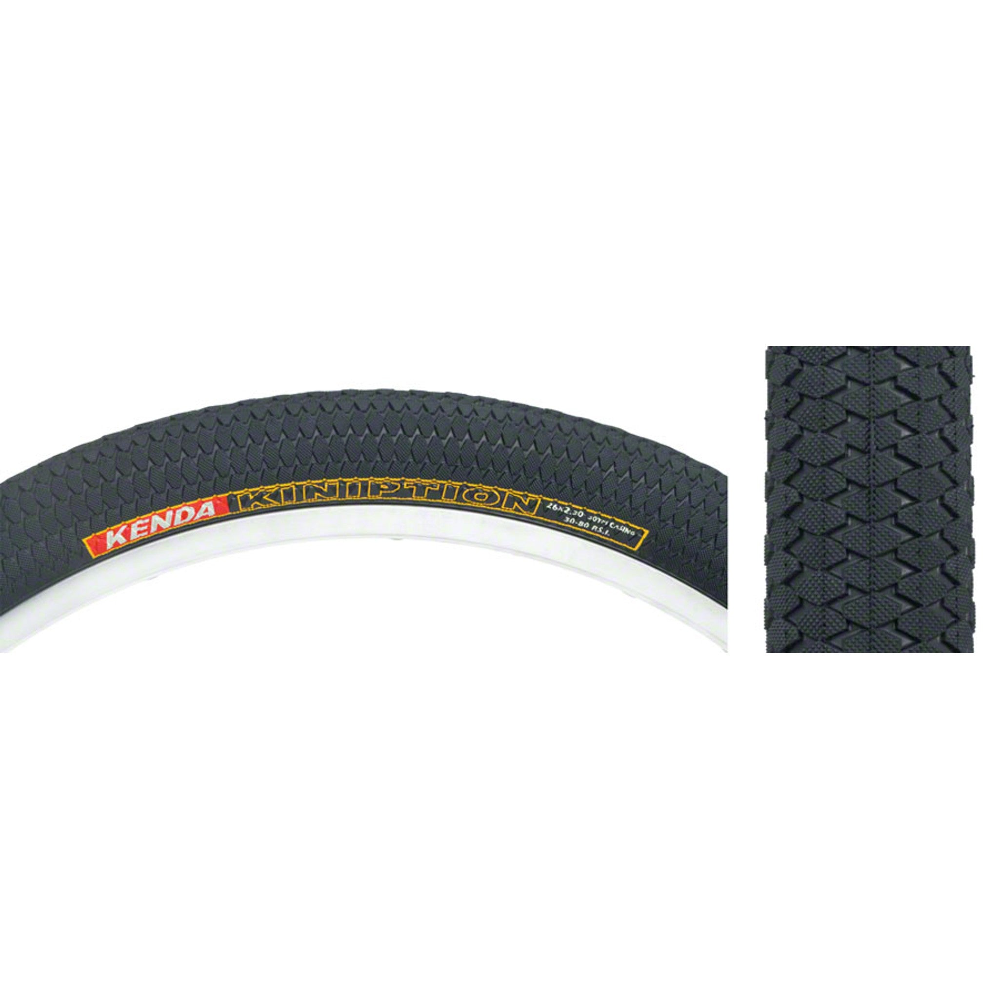 Kenda Kiniption Tire - 26 x 2.3, Clincher, Wire, Black, 30tpi