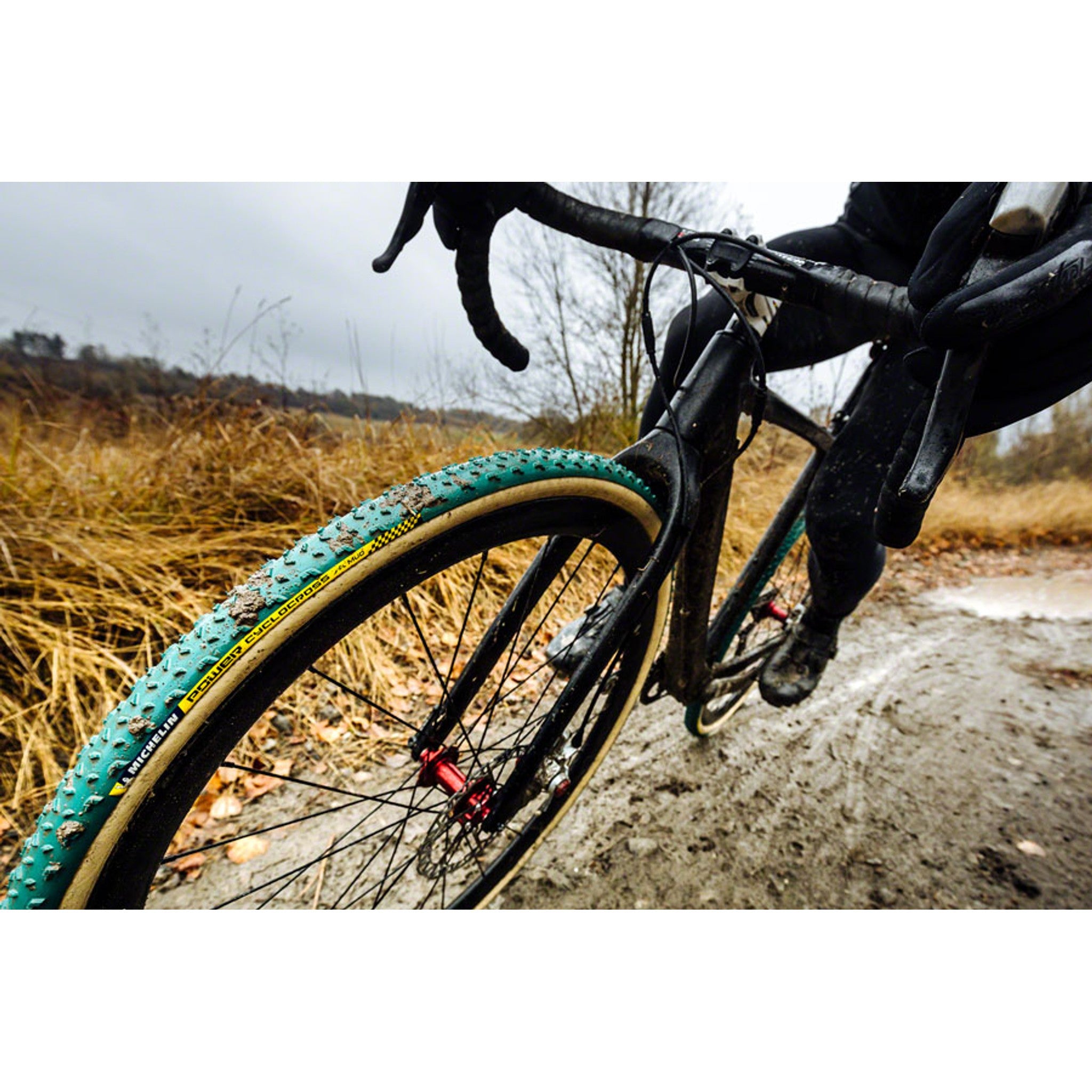 Power Cyclocross Mud Tire - 700 x 33, Tubular, Folding, Green/Tan
