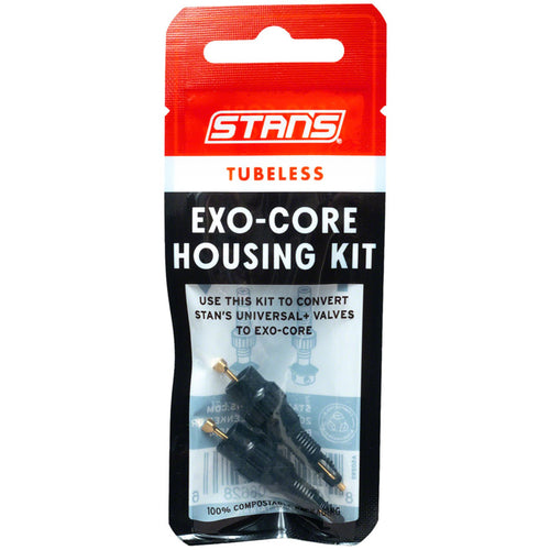 Stan's Tubeless Exo-Core Valve Stem Housing Kit - Alloy, Black, Fits Universal+ Valves, Pair