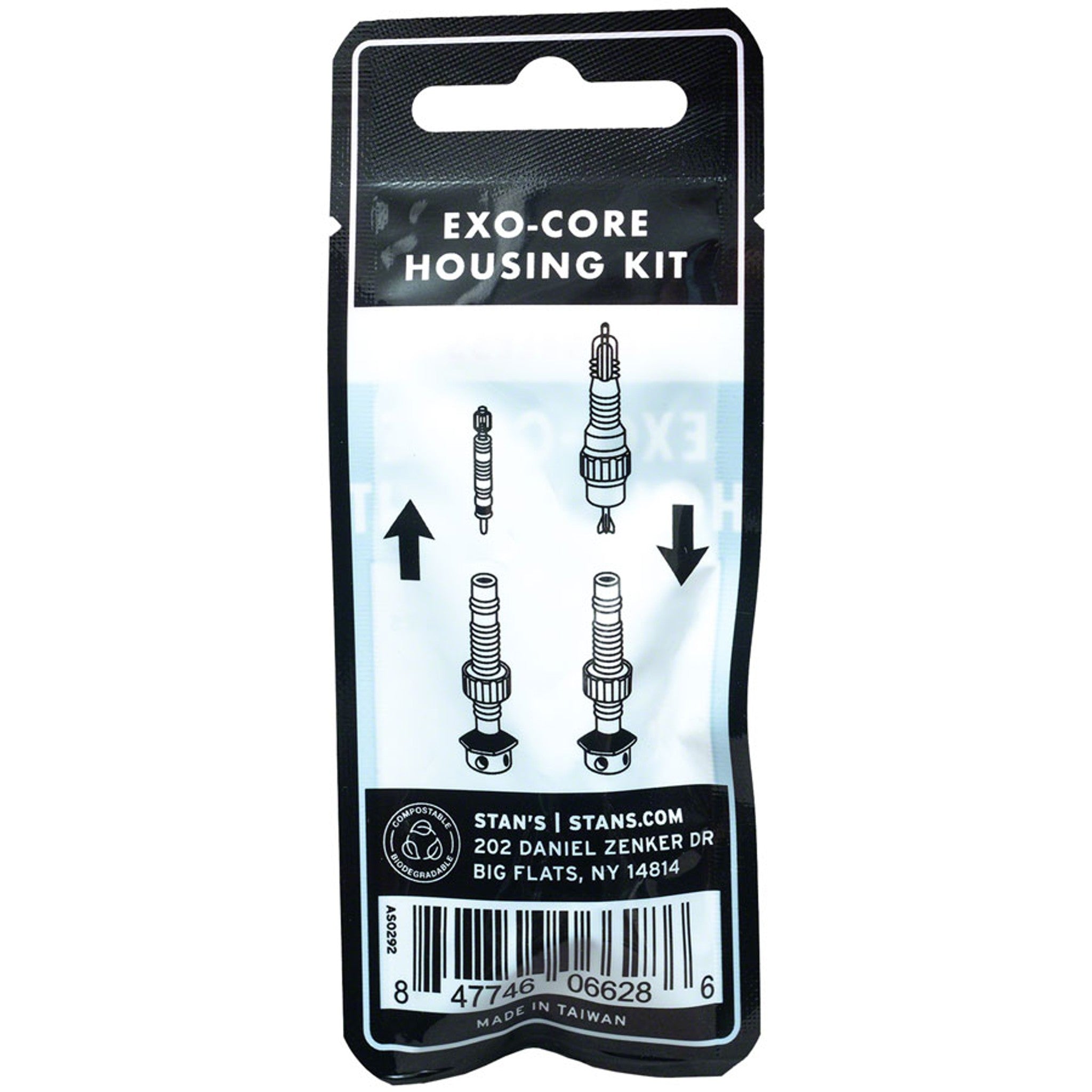Stan's Tubeless Exo-Core Valve Stem Housing Kit - Alloy, Black, Fits Universal+ Valves, Pair