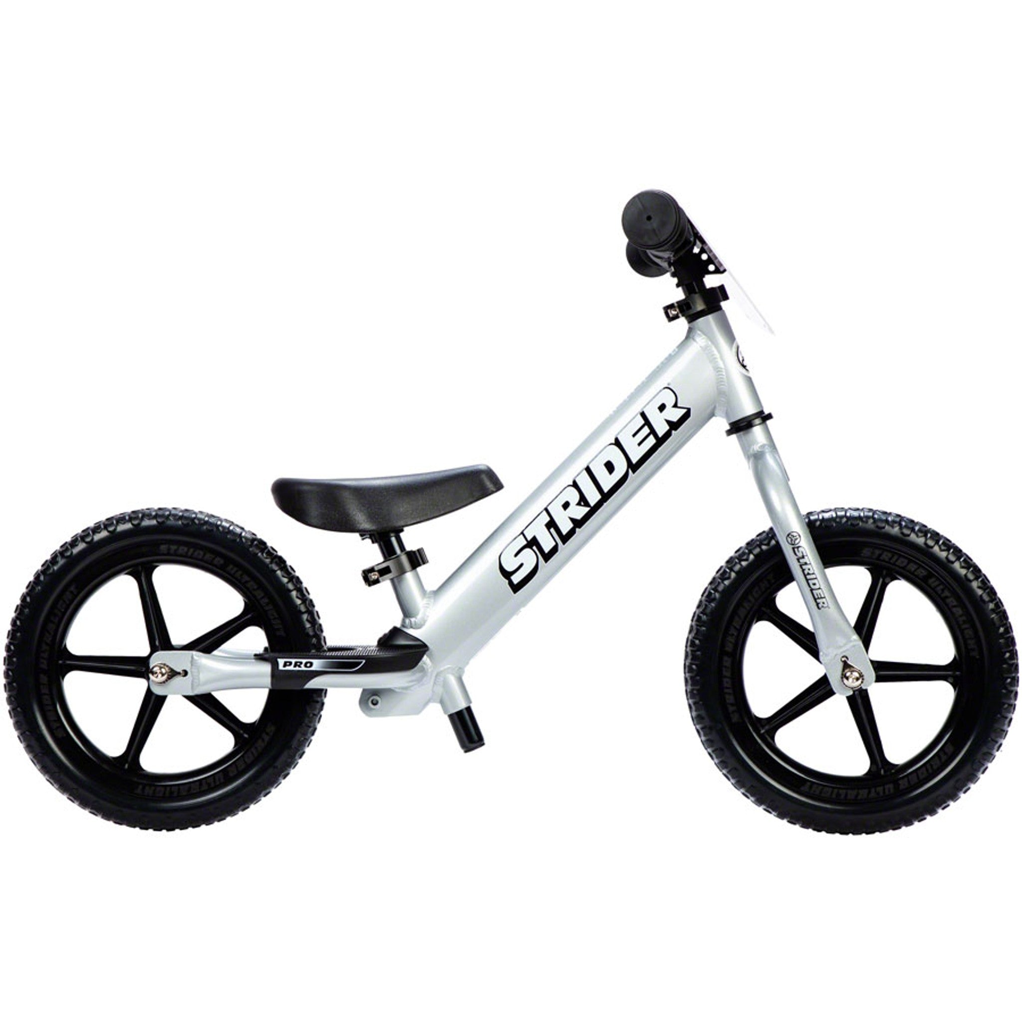 Strider 12 Pro Kids Balance Bike: Silver