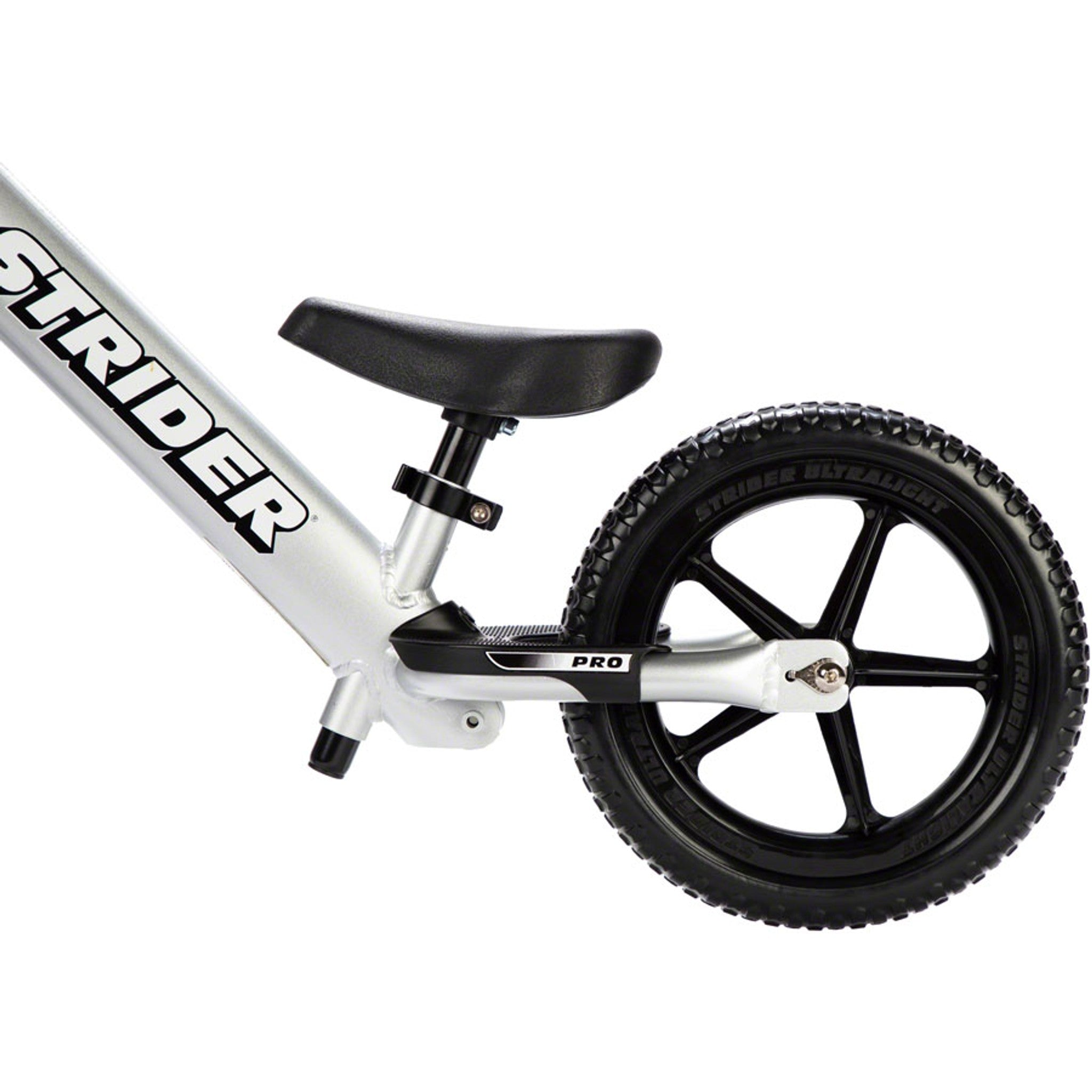Strider 12 Pro Kids Balance Bike: Silver