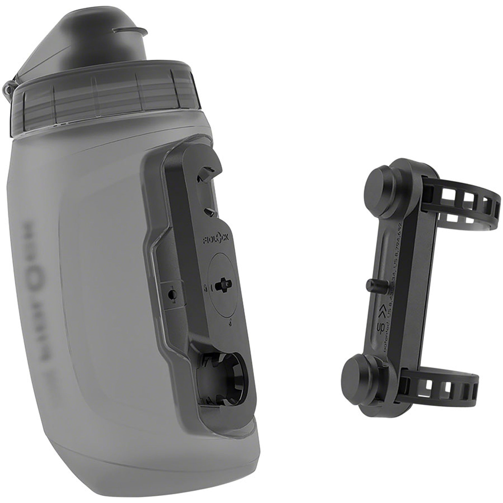 TWIST Deluxe Water Bottle Cage Set - Universal  Base Mount, Strap On, 450ml, Smoke