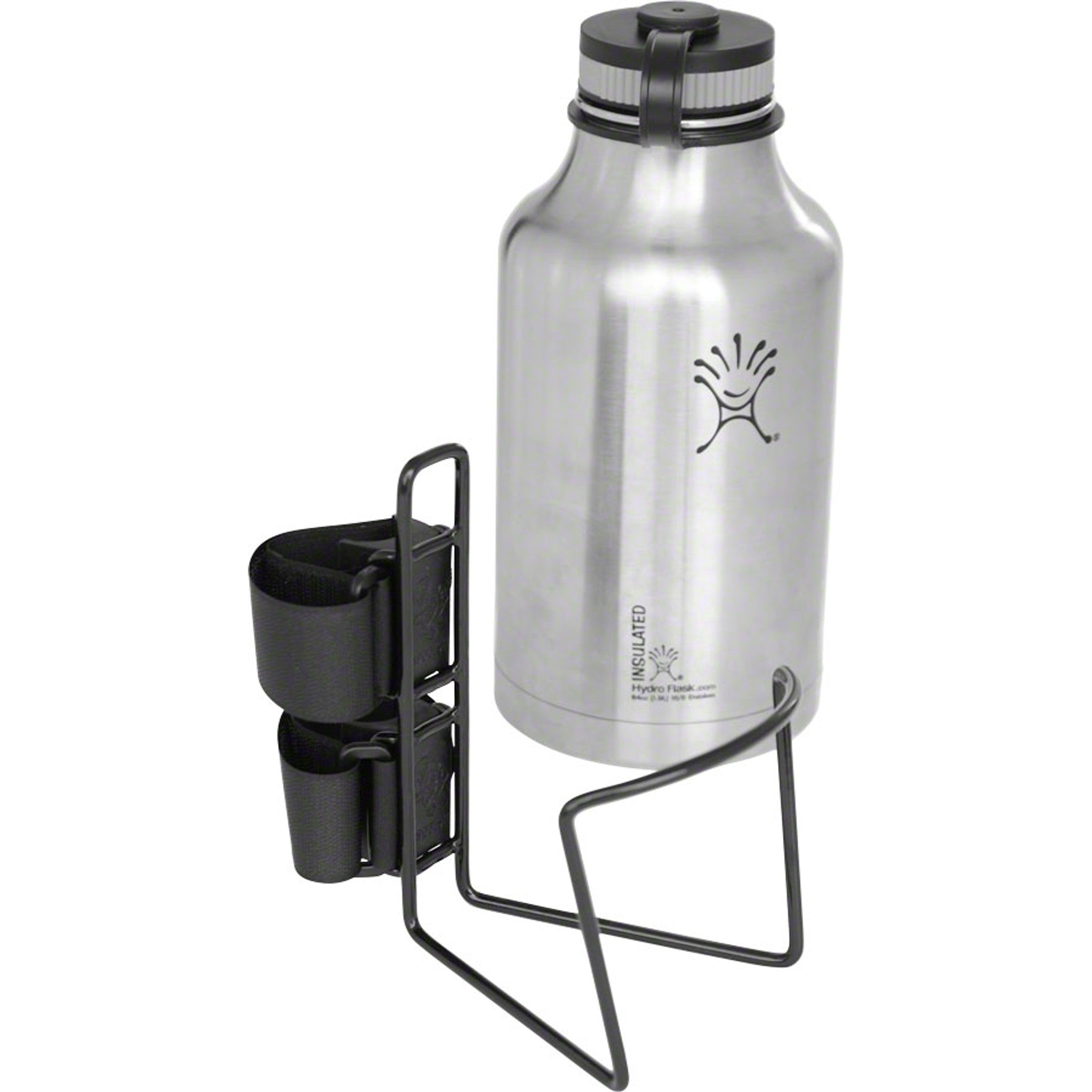 TwoFish Growler QuickCage 64oz Water Bottle Cage: 5.0" outer diameter Bottles (No Bottle included) Vinyl Coated Black
