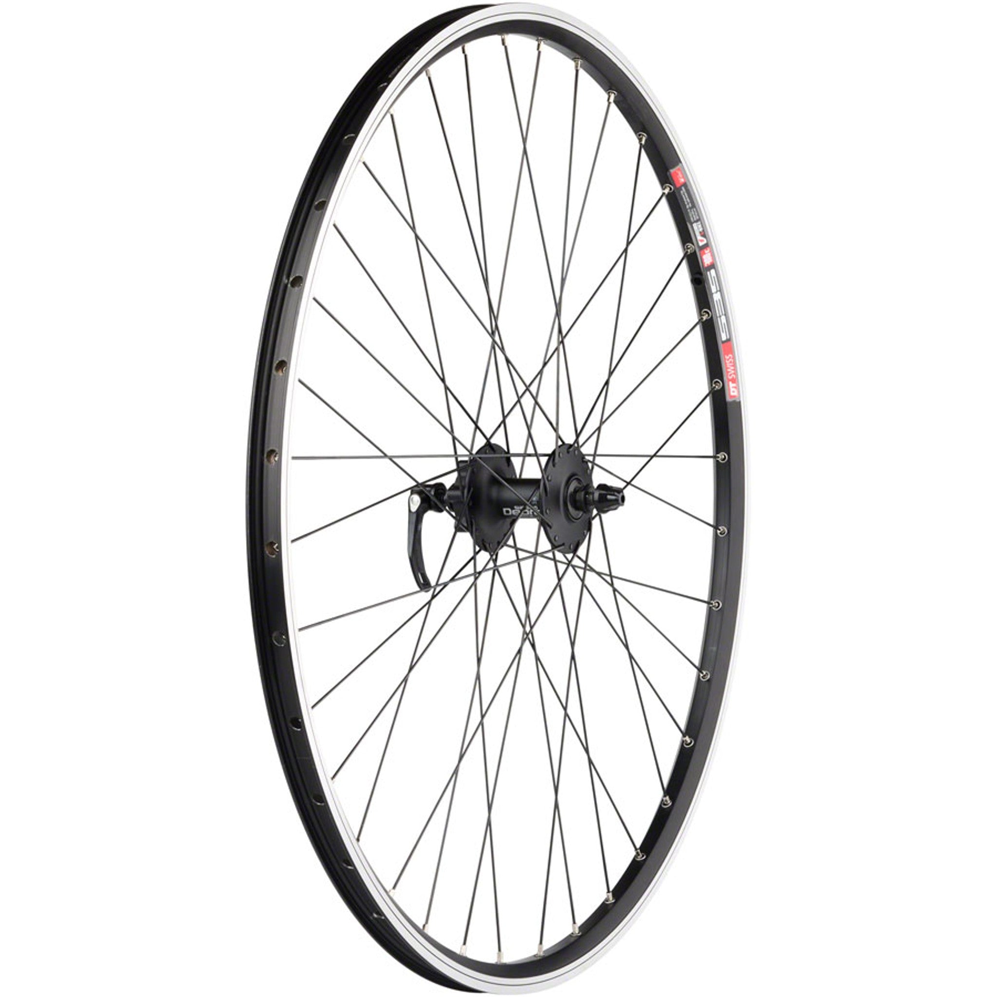 TK535/Deore Front Wheel - 700, QR x 100mm, 6-Bolt, Rim Brake, Black, Clincher, 36H