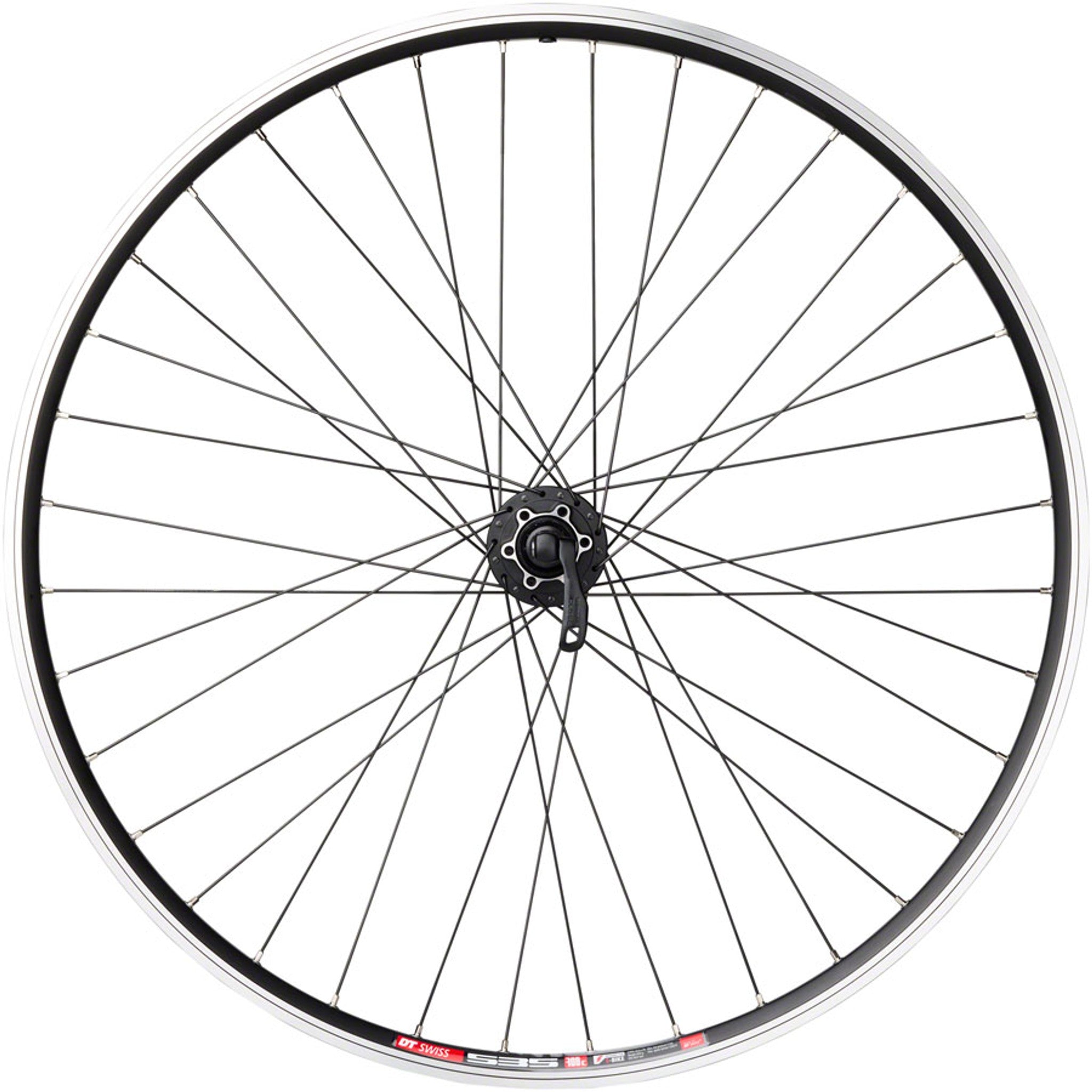 TK535/Deore Front Wheel - 700, QR x 100mm, 6-Bolt, Rim Brake, Black, Clincher, 36H