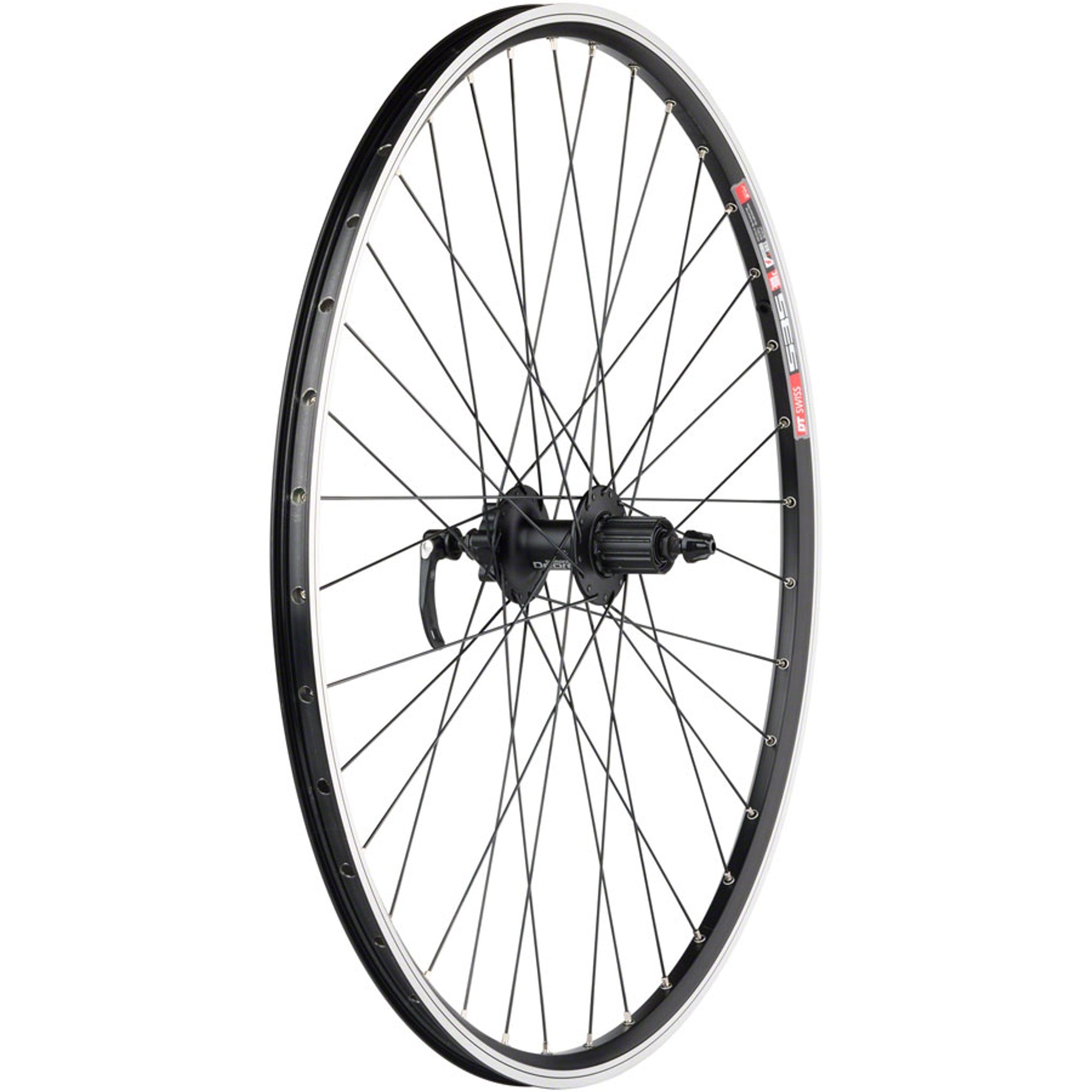 TK535/Deore Rear Wheel - 700, QR x 135mm, 6-Bolt Disc, Rim Brake, HG 10, Black, Clincher, 36H