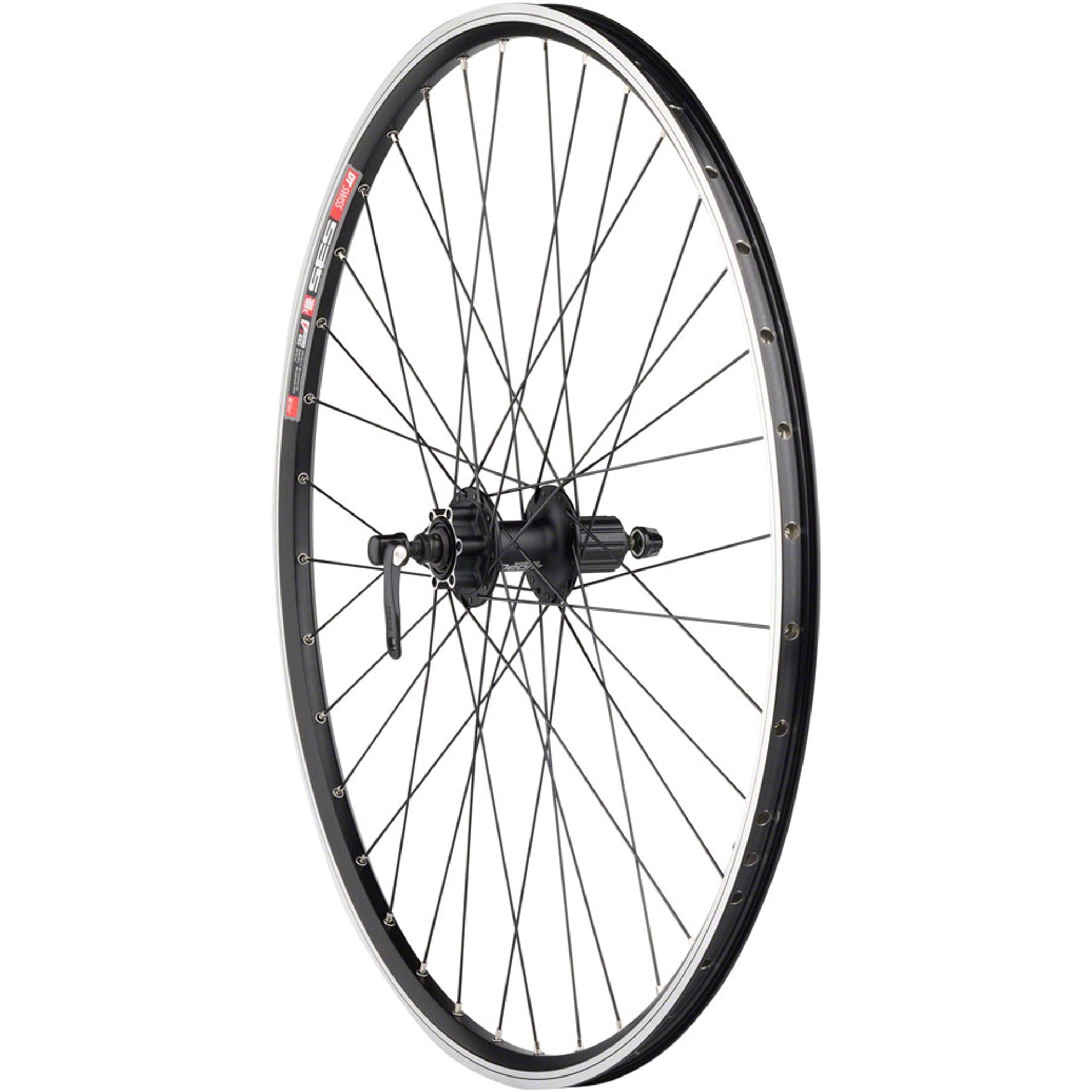 TK535/Deore Rear Wheel - 700, QR x 135mm, 6-Bolt Disc, Rim Brake, HG 10, Black, Clincher, 36H