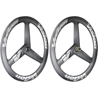 Vision Metron 3-Spoke Wheelset, Tubeless 700c, 3-Spoke Aero Design, Disc Brake, Center Lock Rotor Mount – Black