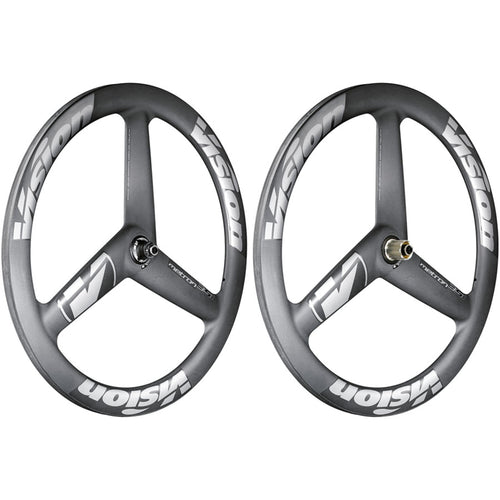 Vision Metron 3-Spoke Wheelset, Tubeless 700c, 3-Spoke Aero Design, Disc Brake, Center Lock Rotor Mount – Black